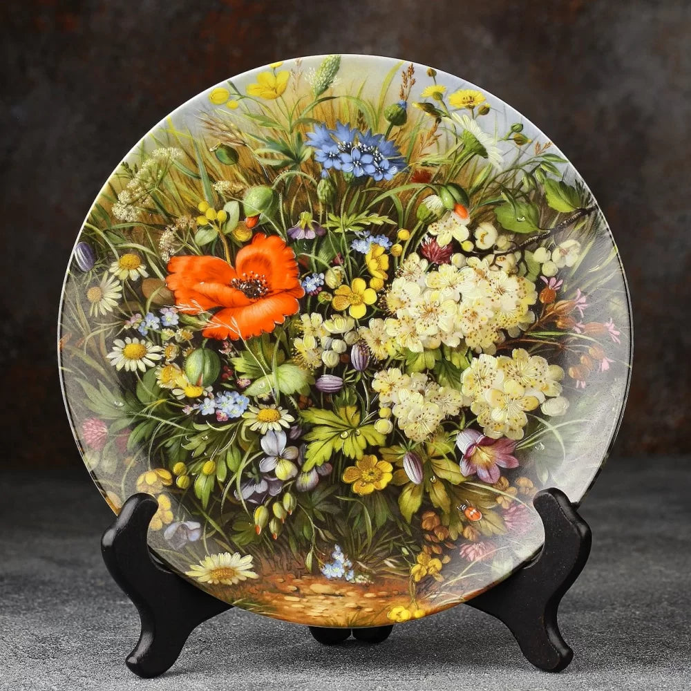 Vintage Furstenberg "Wild Beauties" decorative porcelain collector plate from 1989