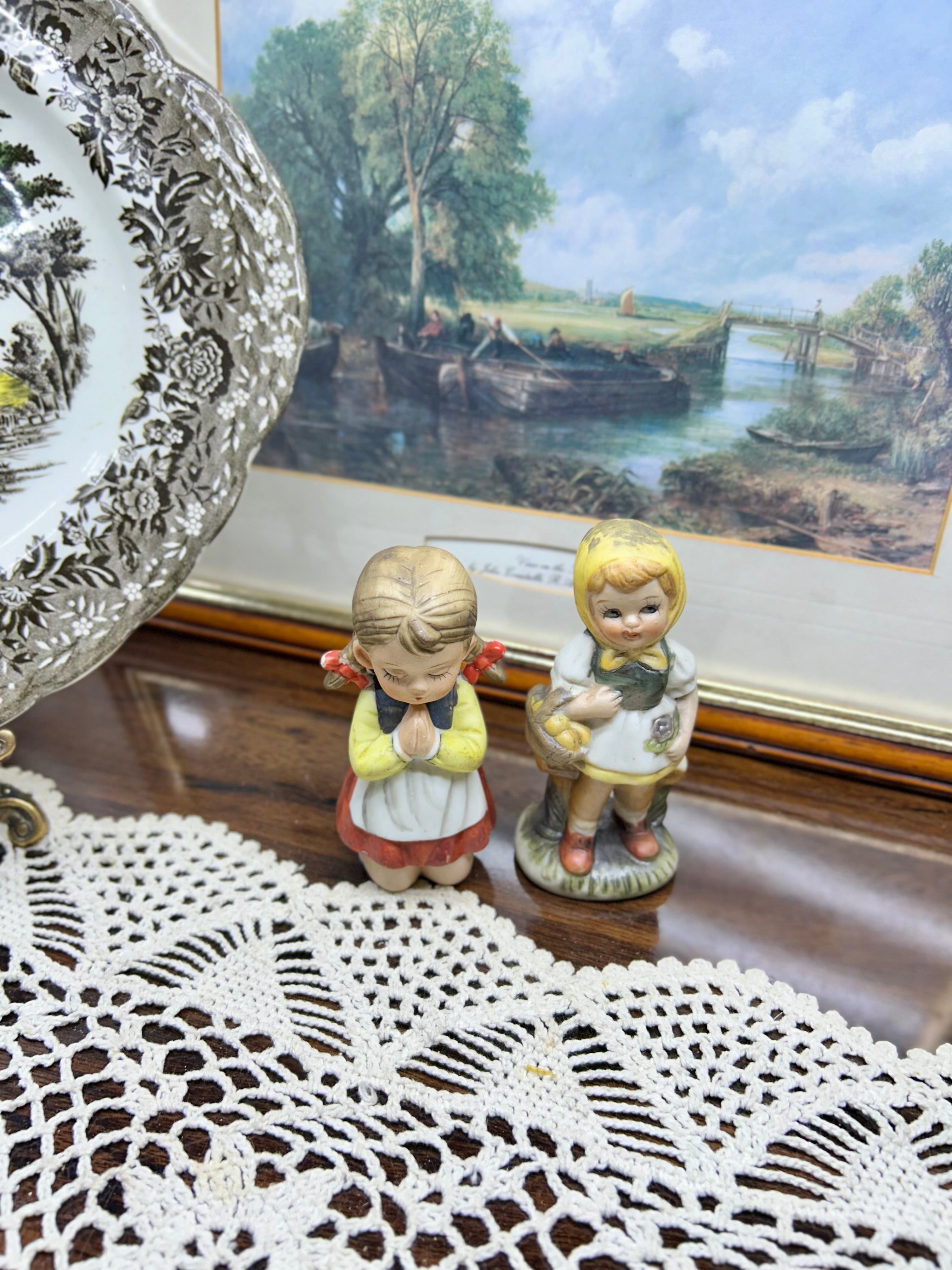 Vintage Goebel Hummel porcelain figures — handpainted ceramic