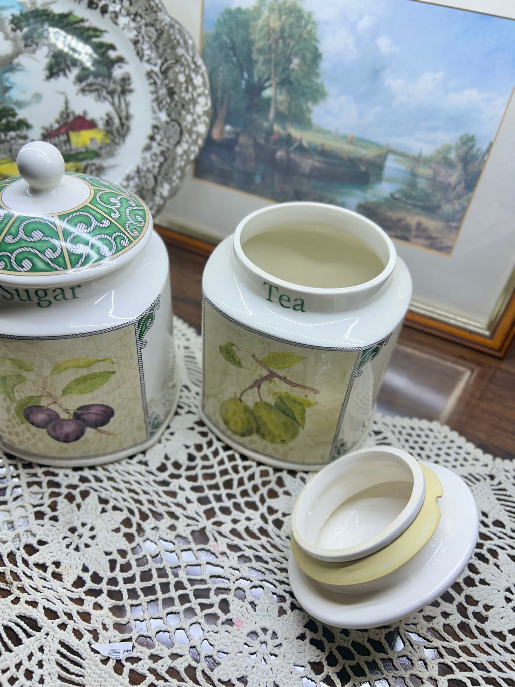 Arthur Wood England "Orchard Fruit" collectible kitchen storage jars — Set of 2 England