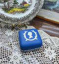 Wedgwood Royal Blue Jasperware Square Candy Box —commemorating the 1977 Queen Elizabeth II Silver Jubilee