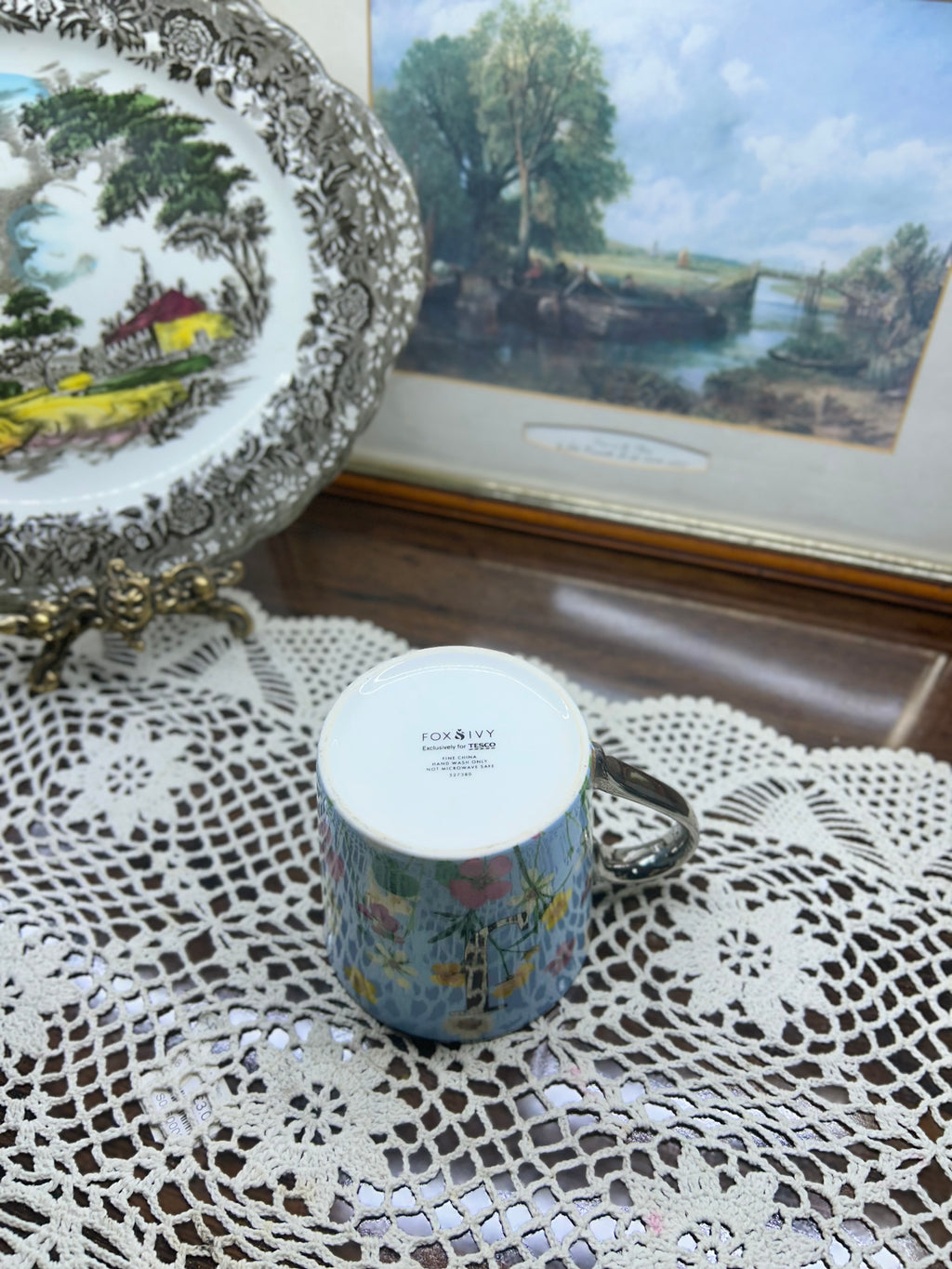 Floral ceramic initial “J” mug