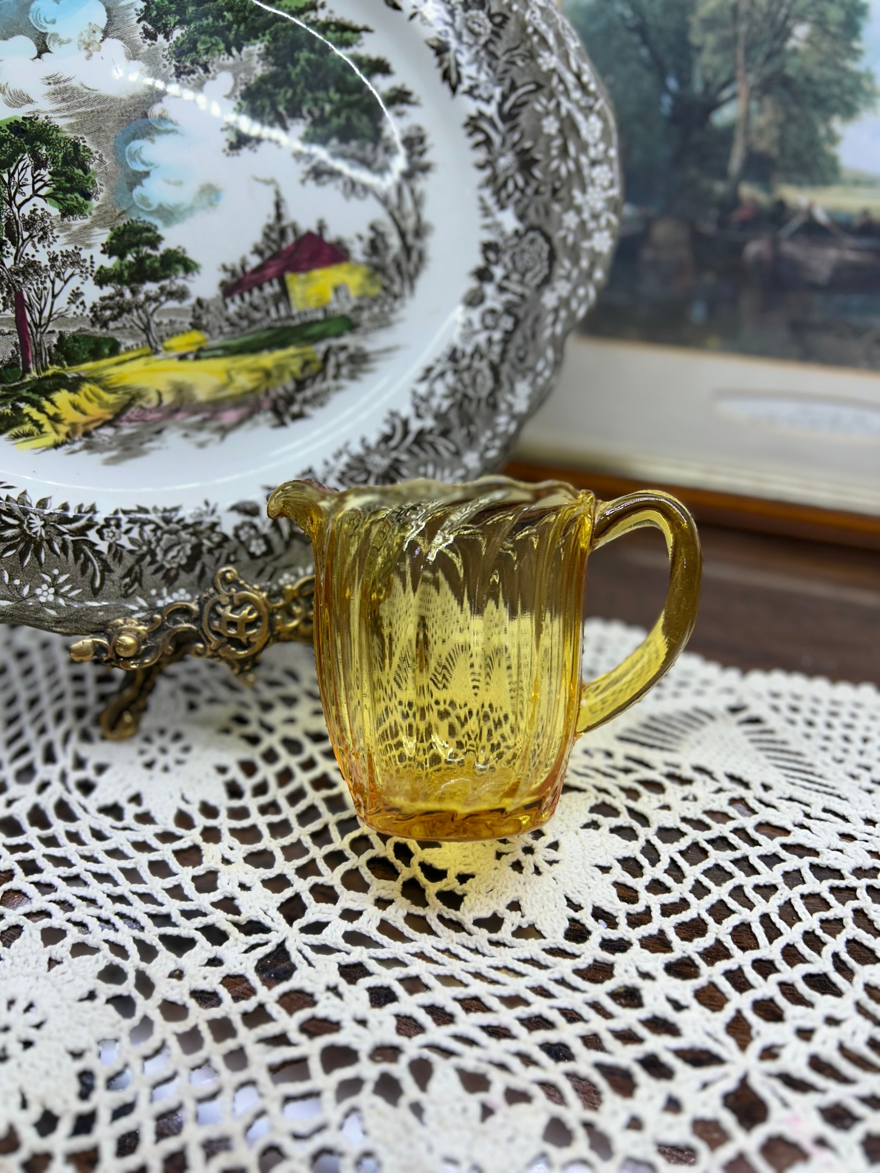 Vintage Bagley Amber Brown Carnival Glass Milk Creamer Jug