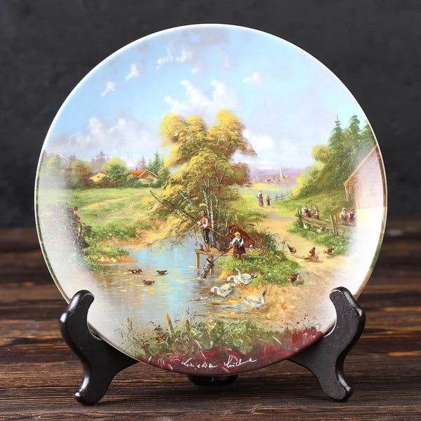 “The Angler's Pleasure” Vintage 7” collector’s plate from Lückel’s Idyllic Village Life (Seltmann Weiden, 1987)