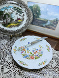 Aynsley “Wild Tudor” cake plate and matching knife — England