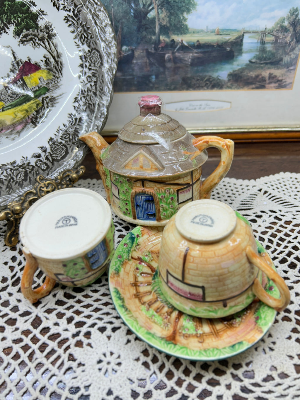 Vintage MARUTOMO cottage ware tea set for one — JAPAN