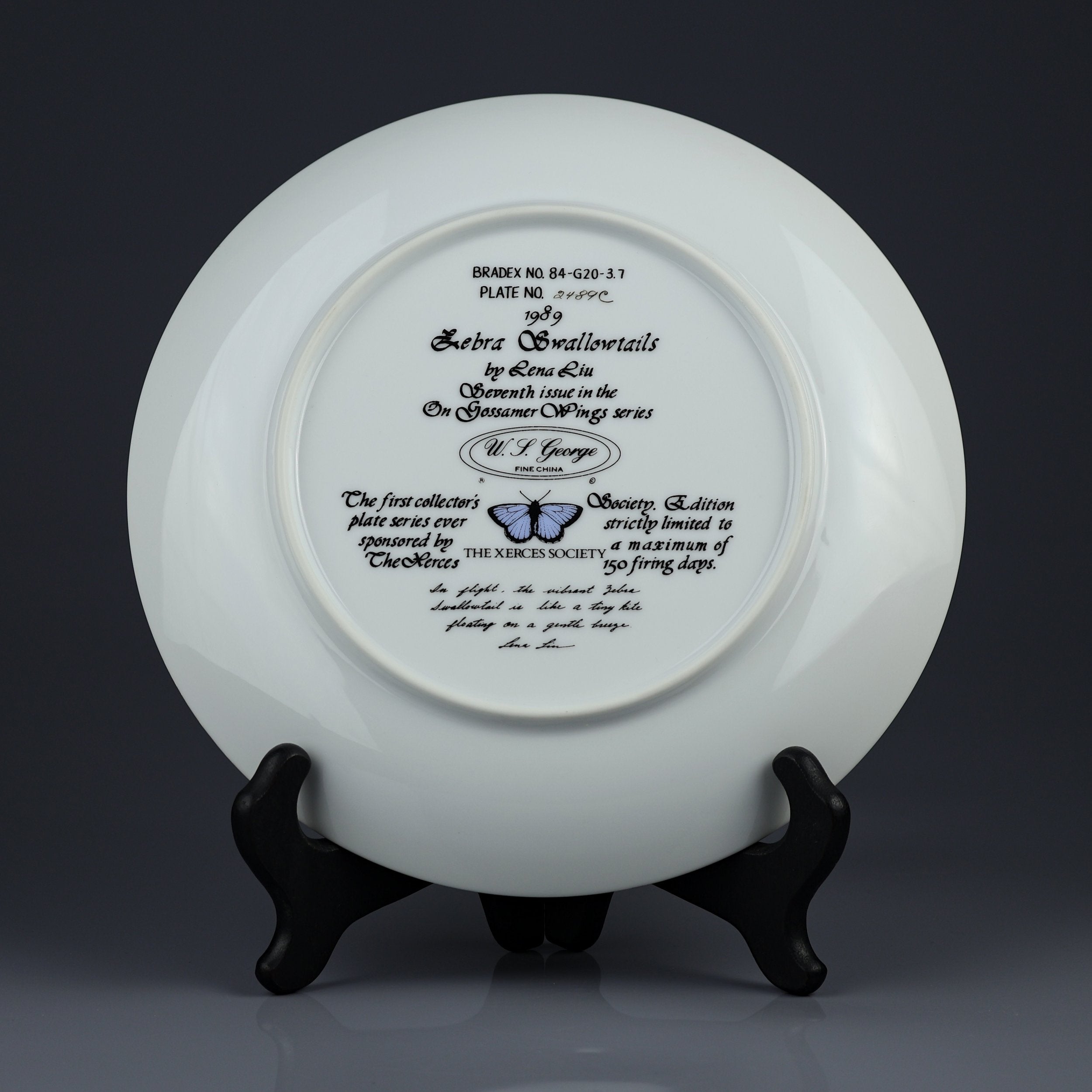 Vintage 1989 collector plate designed by Lena Liu "On Gossamer Wings" series