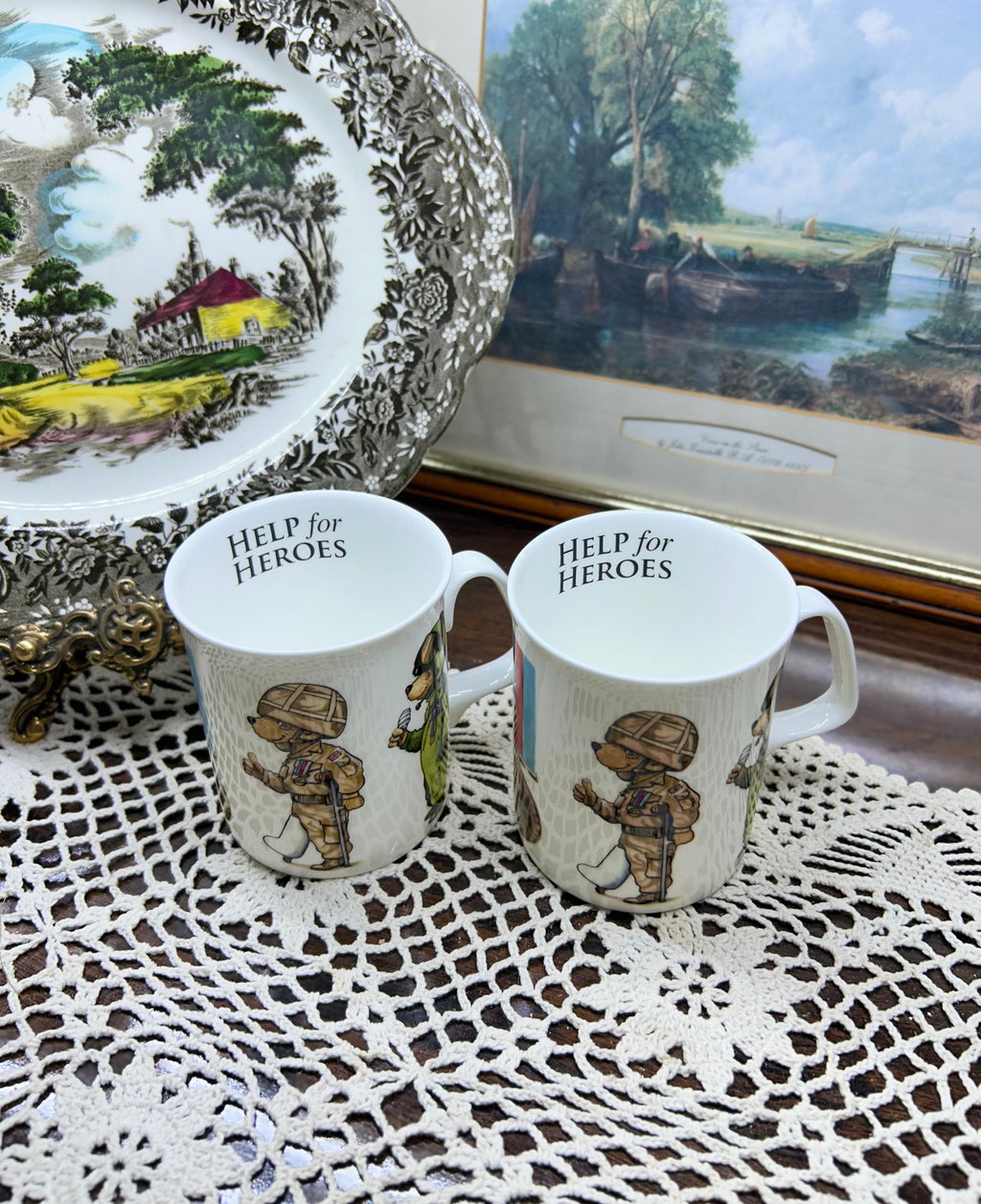 Help for Heroes coffee mugs featuring cartoon bears — porcelain