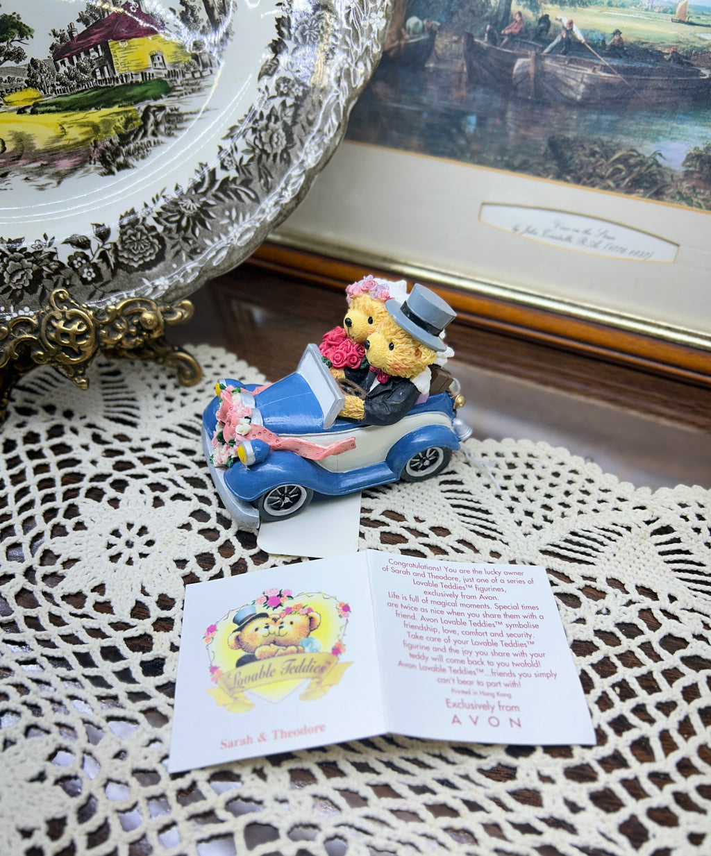 Avon Lovable Teddies "Sarah & Theodore are Married" figurine set