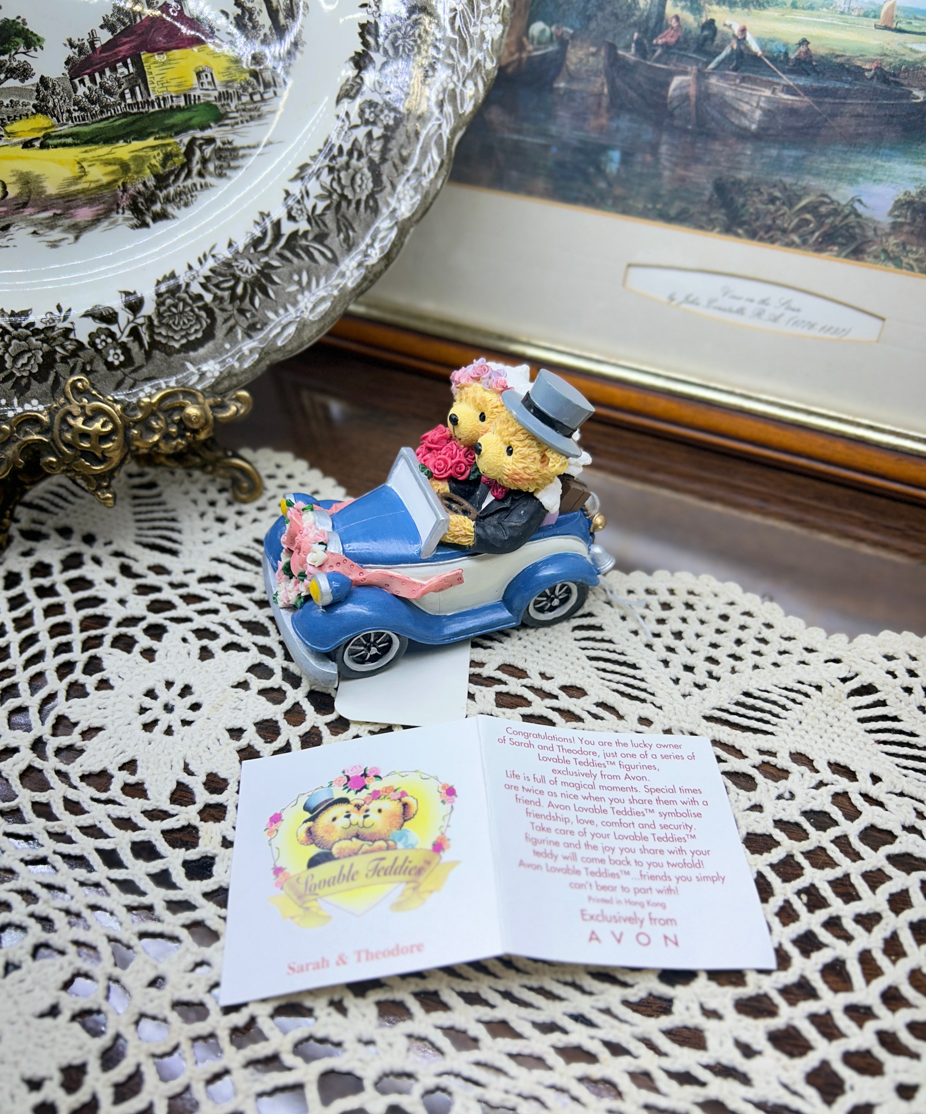 Avon Lovable Teddies "Sarah & Theodore are Married" figurine set