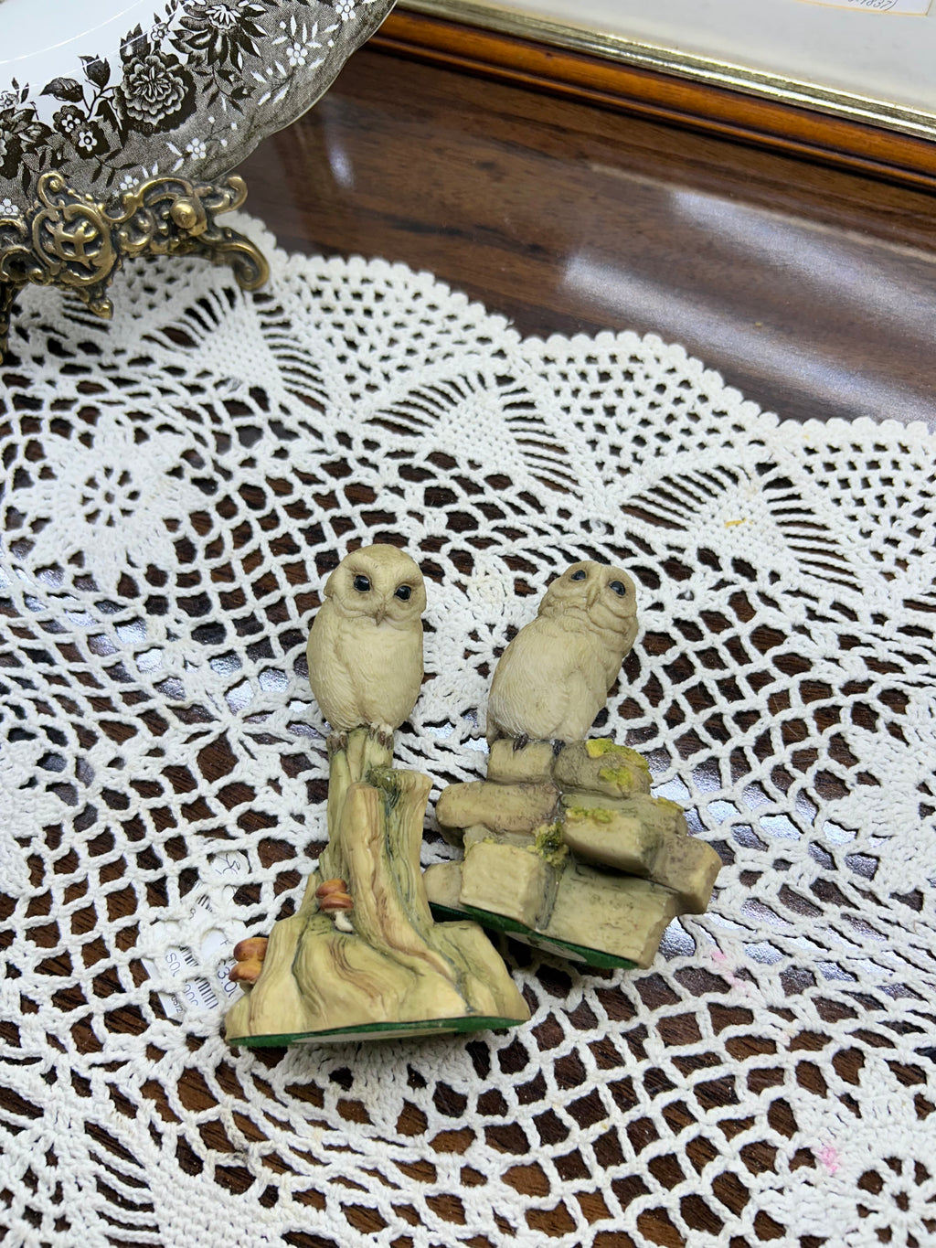 Vintage handpainted owl figurines