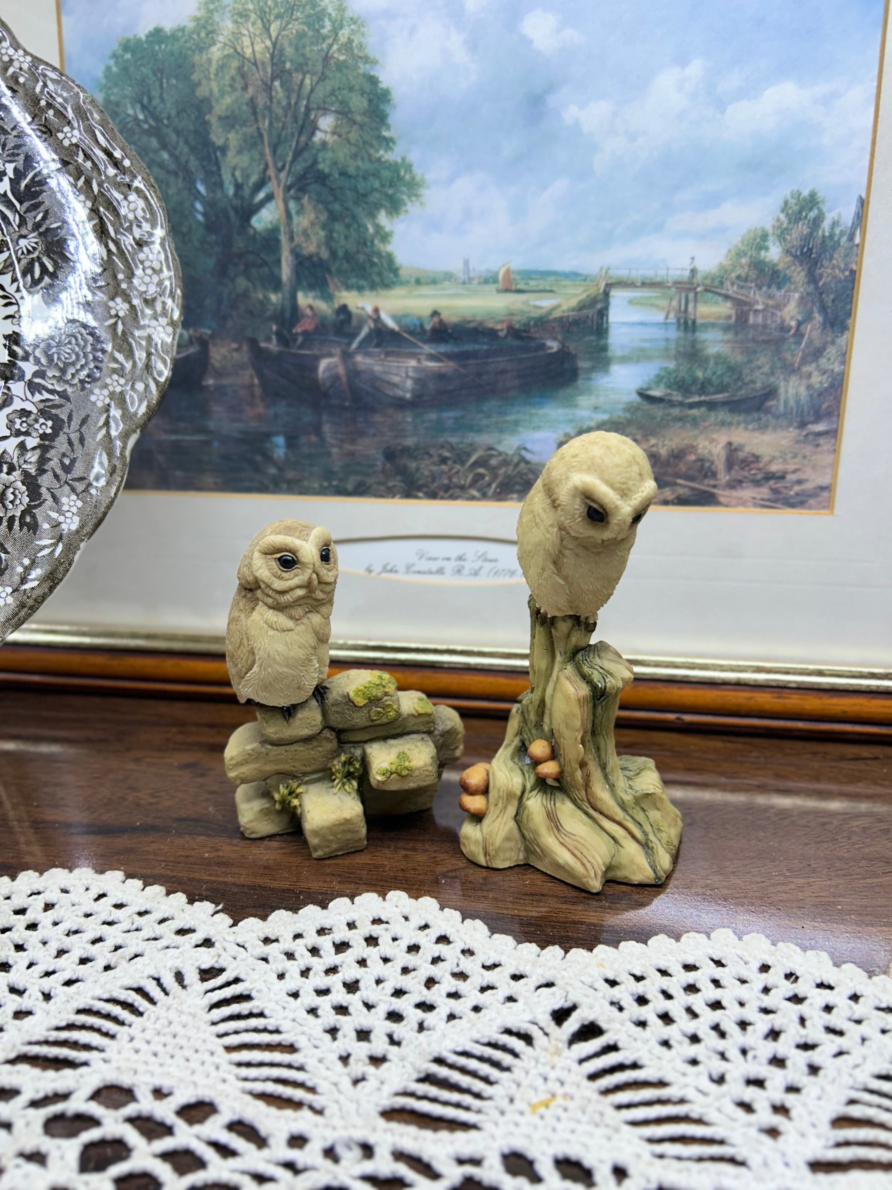 Vintage handpainted owl figurines