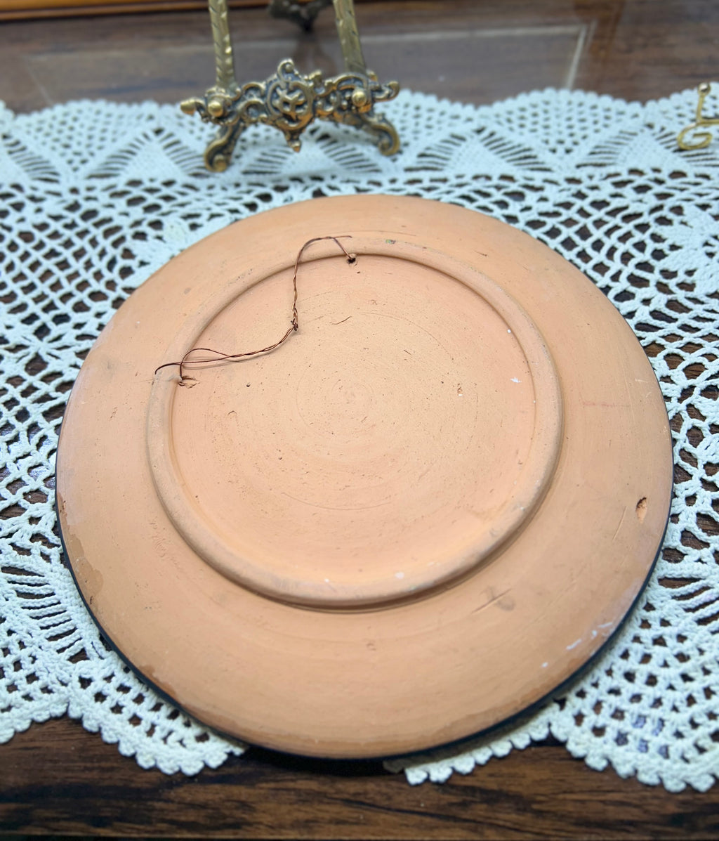 Hand-painted decorative plate featuring a vibrant Caribbean landscape from the Dominican Republic