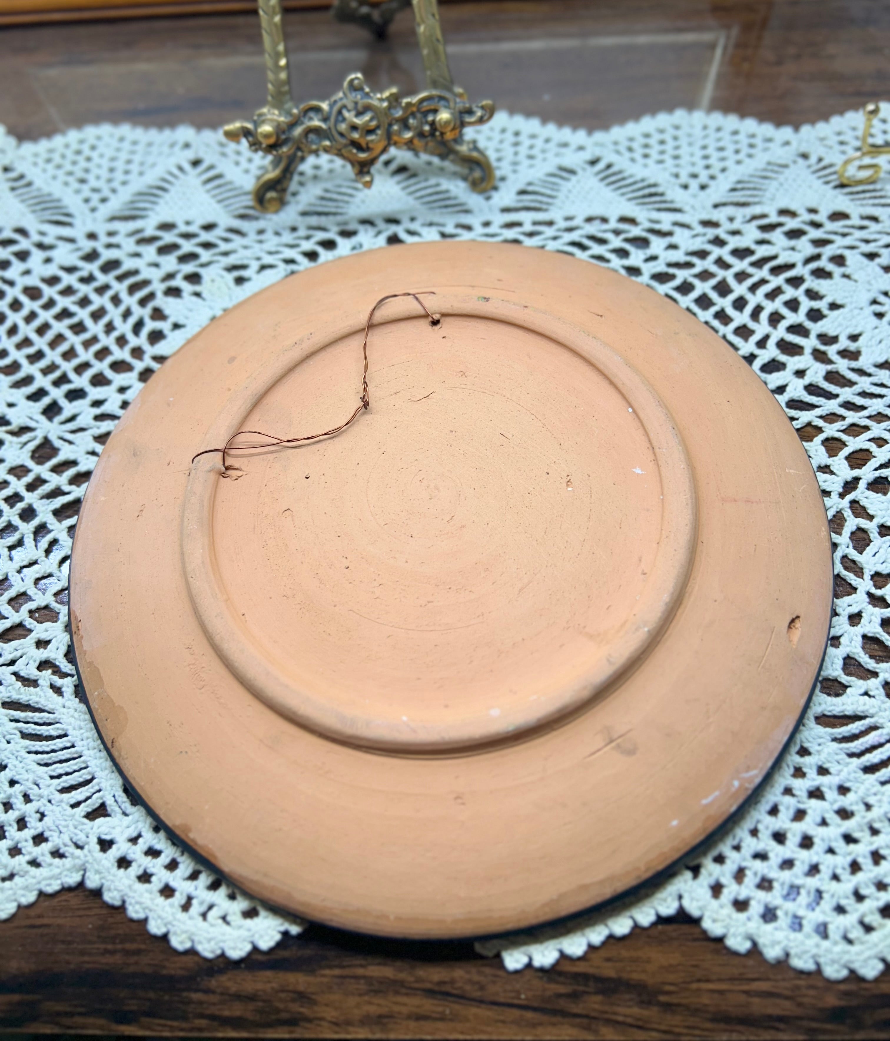 Hand-painted decorative plate featuring a vibrant Caribbean landscape from the Dominican Republic