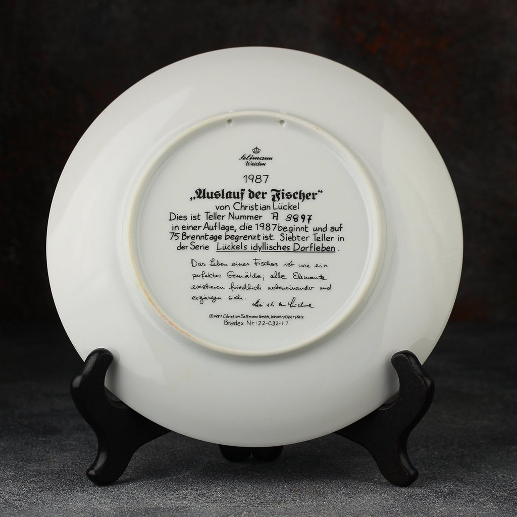 “The fishermen” Vintage 7” collector’s plate from Lückel’s Idyllic Village Life (Seltmann Weiden, 1987)