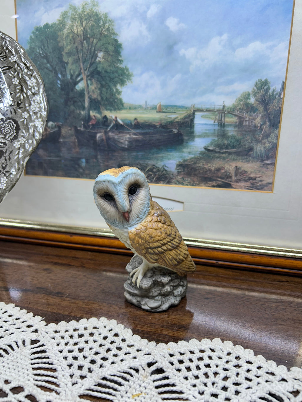 Vintage handpainted ceramic owl figurine