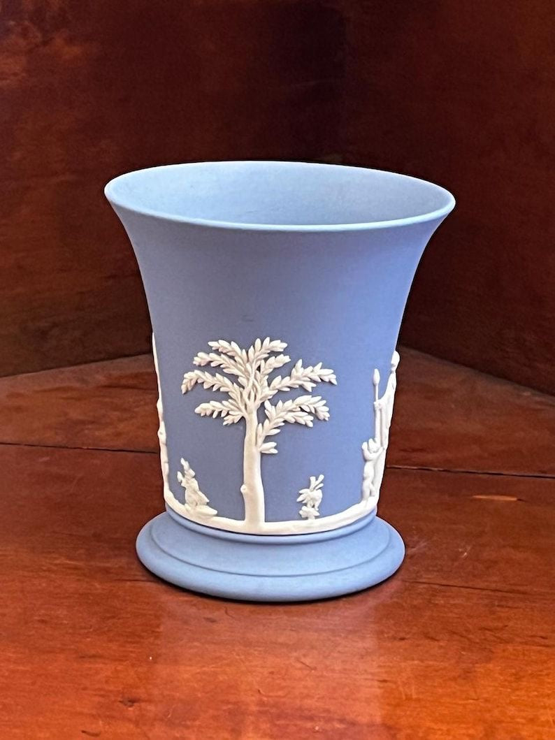 Vintage Wedgwood Jasperware Posy Vase: Mother & Child, 1960s England