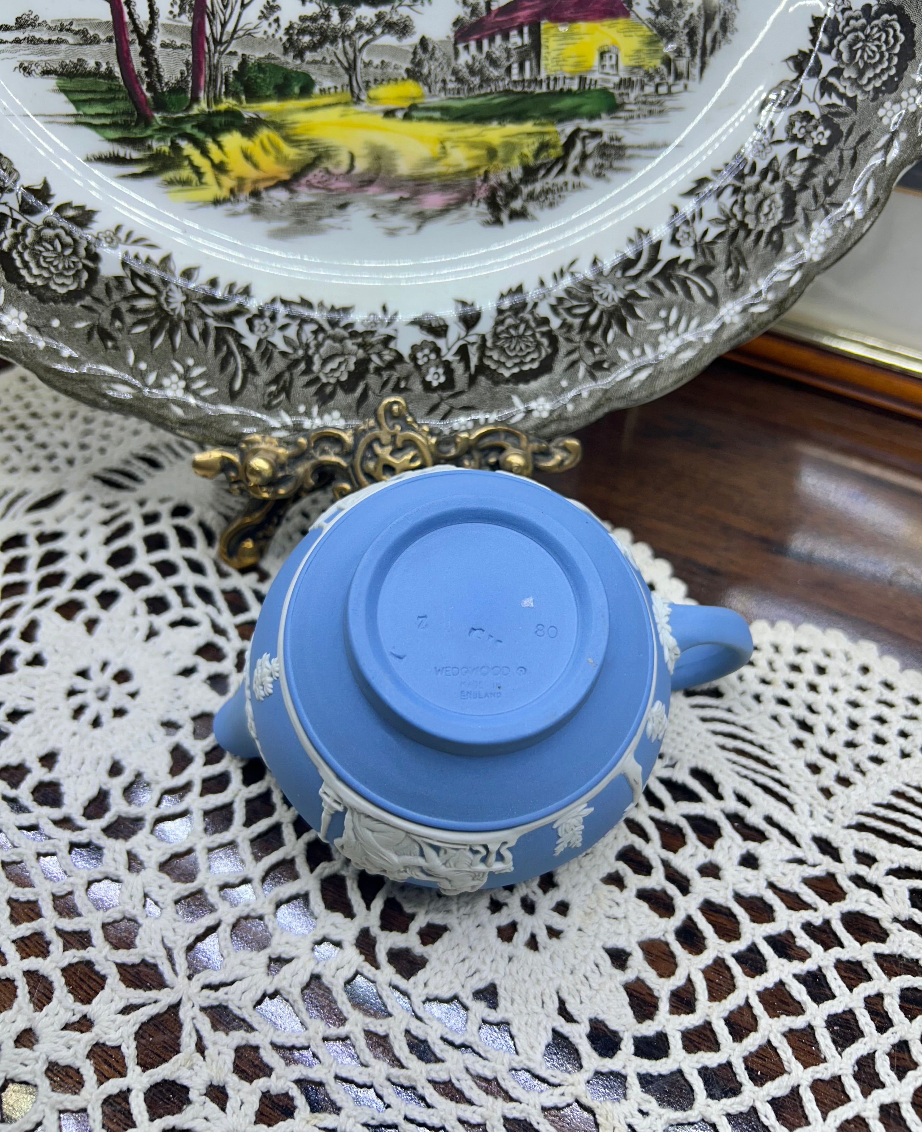 vintage Wedgwood Blue Jasperware Creamer — Rare find