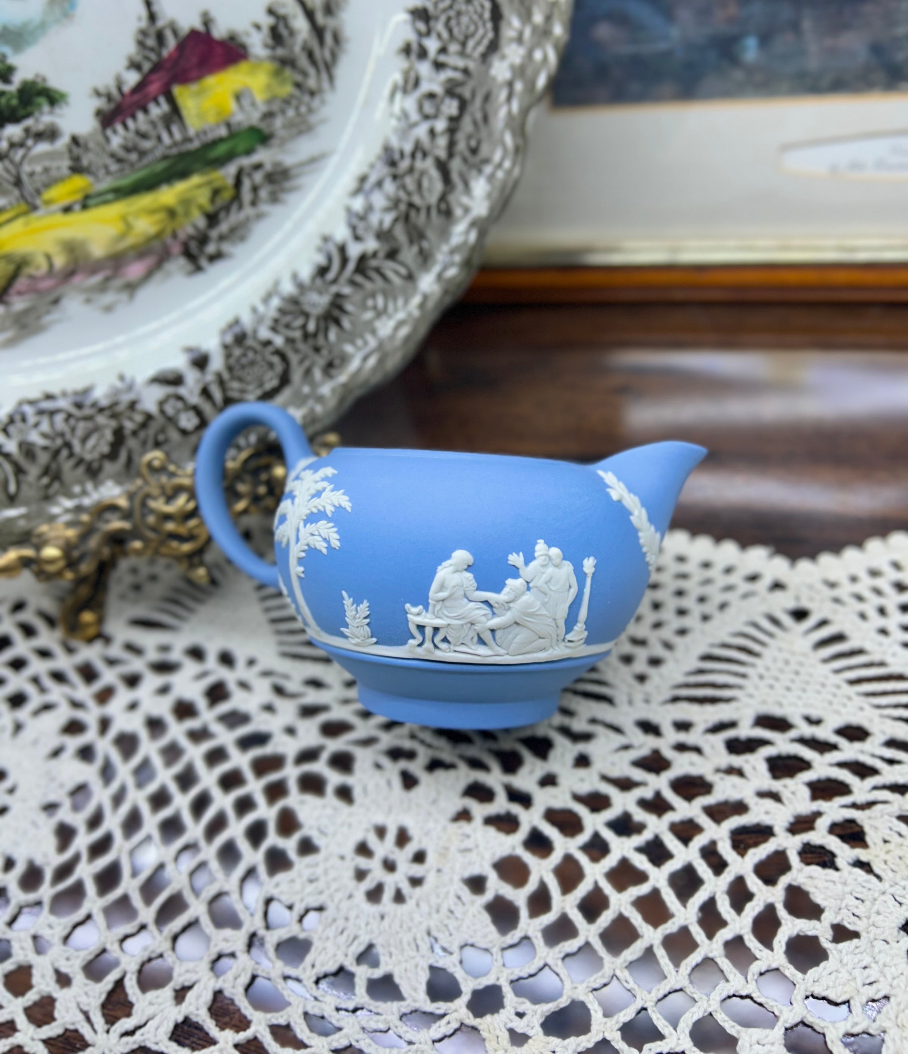 vintage Wedgwood Blue Jasperware Creamer — Rare find