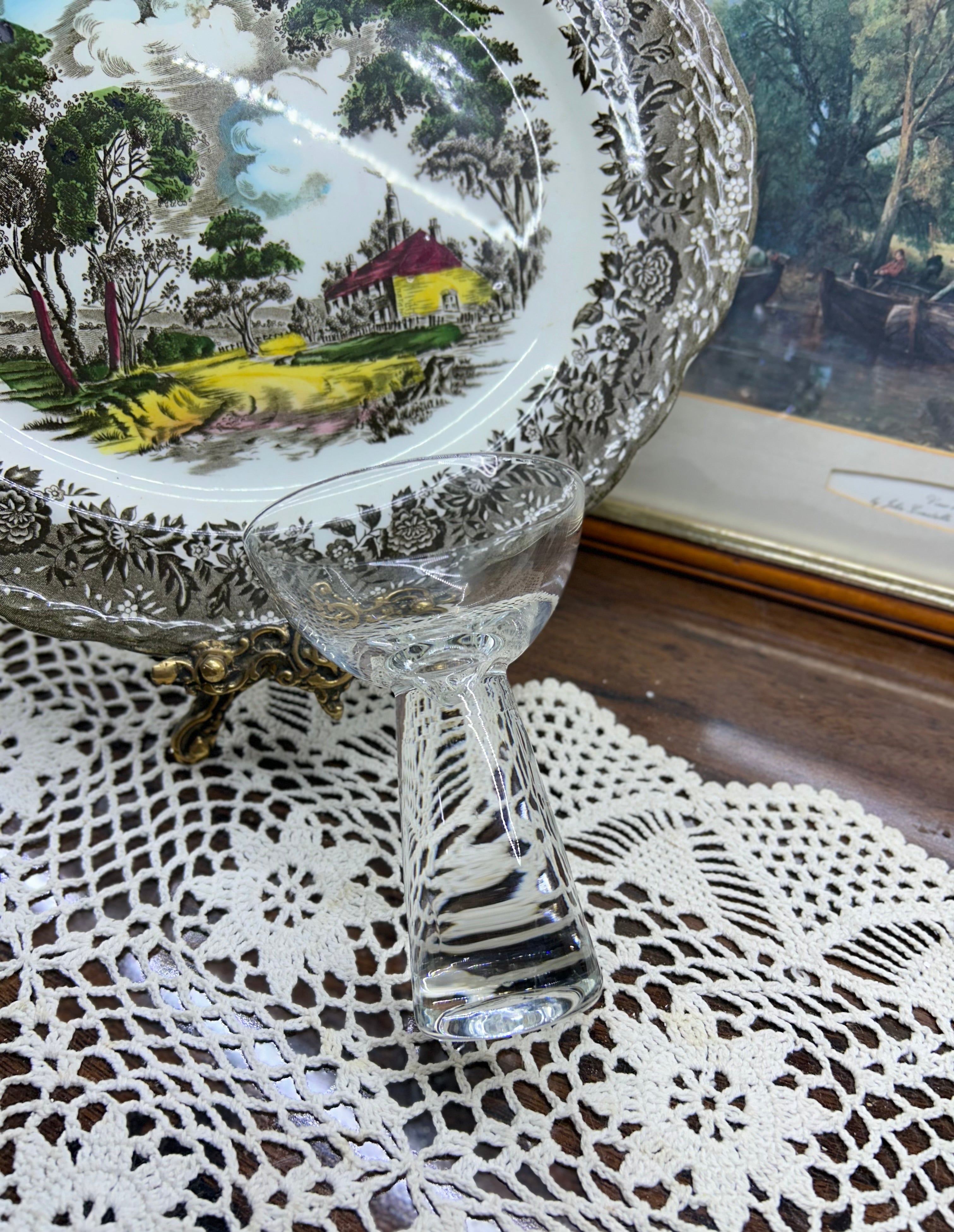 Clear hand-blown glass floating candle holder