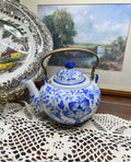 Vintage Chinese hand-painted teapot with brass handle