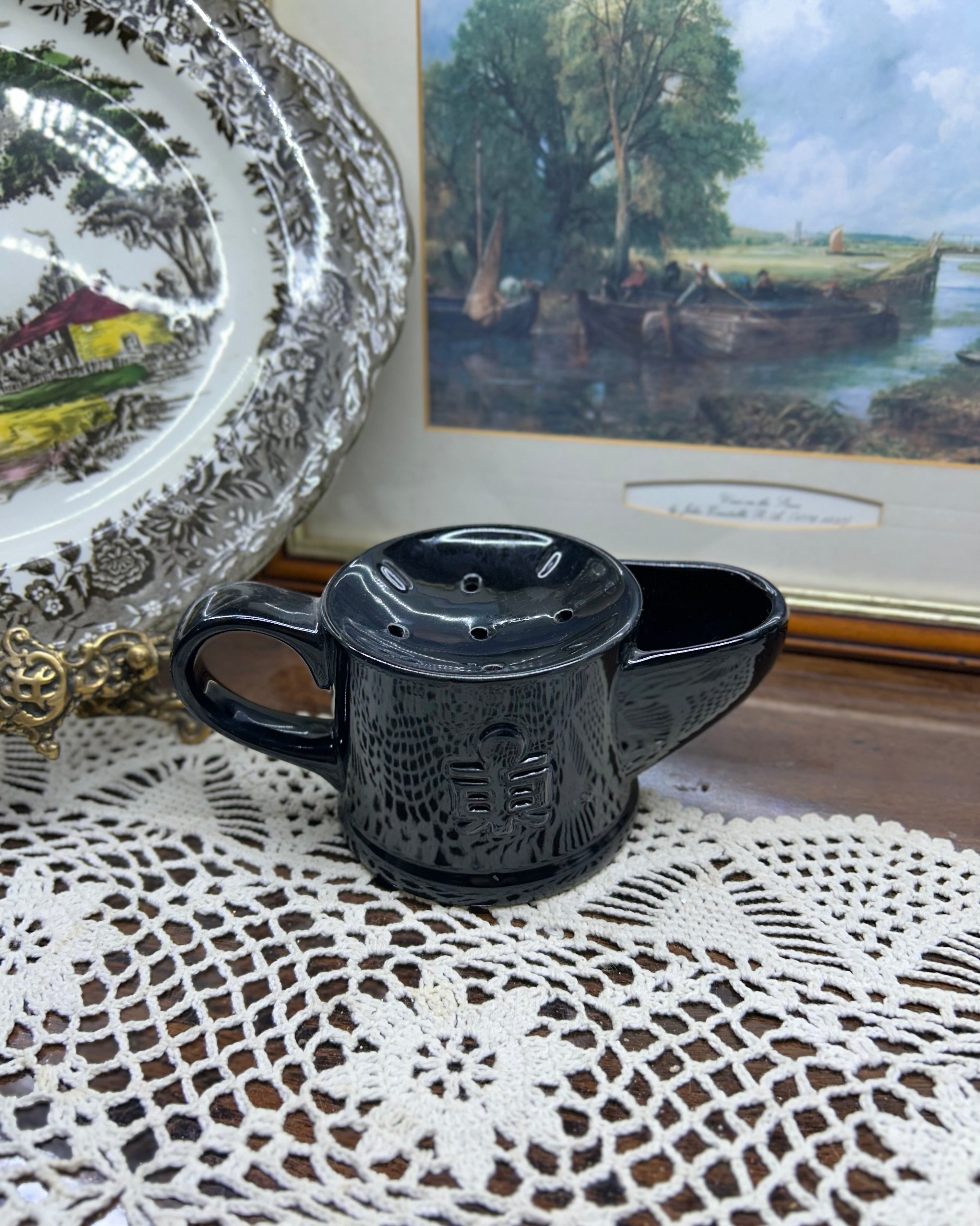 Victorian ceramic shaving scuttle or shaving mug | traditionally used by gentlemen for wet shaving.