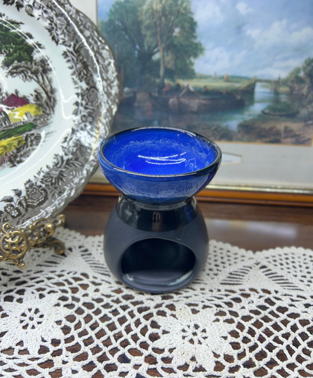 Ceramic blue  hand-painted oil diffuser/burner