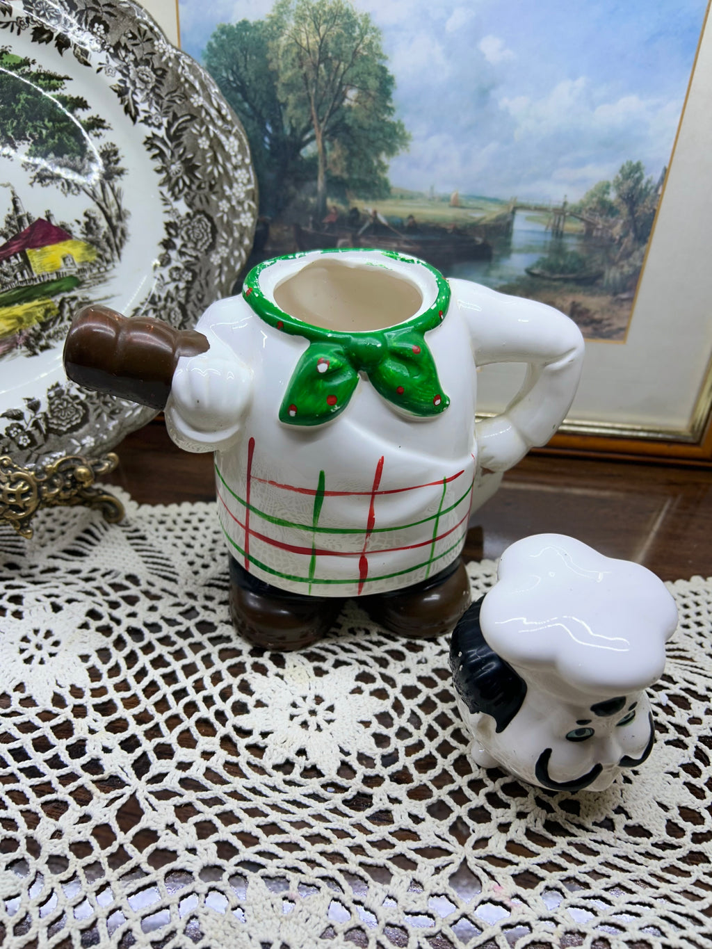 vintage ceramic chef figural teapot