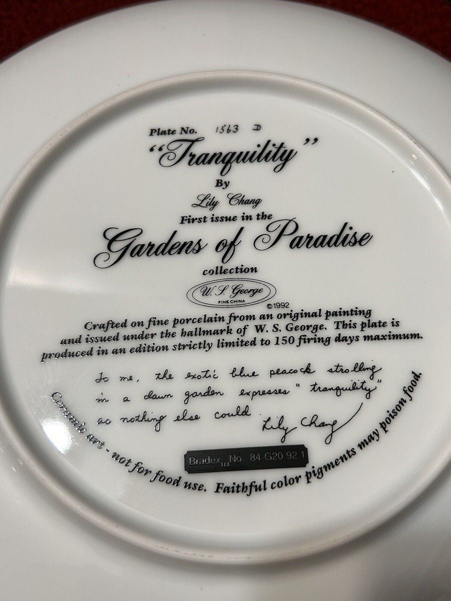 Vintage 1992 - "Tranquility" by Lily Chang - Gardens of Paradise Collector Plate 8”