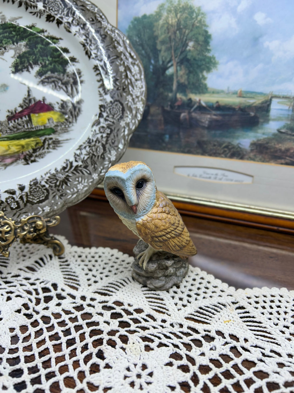 Vintage handpainted ceramic owl figurine