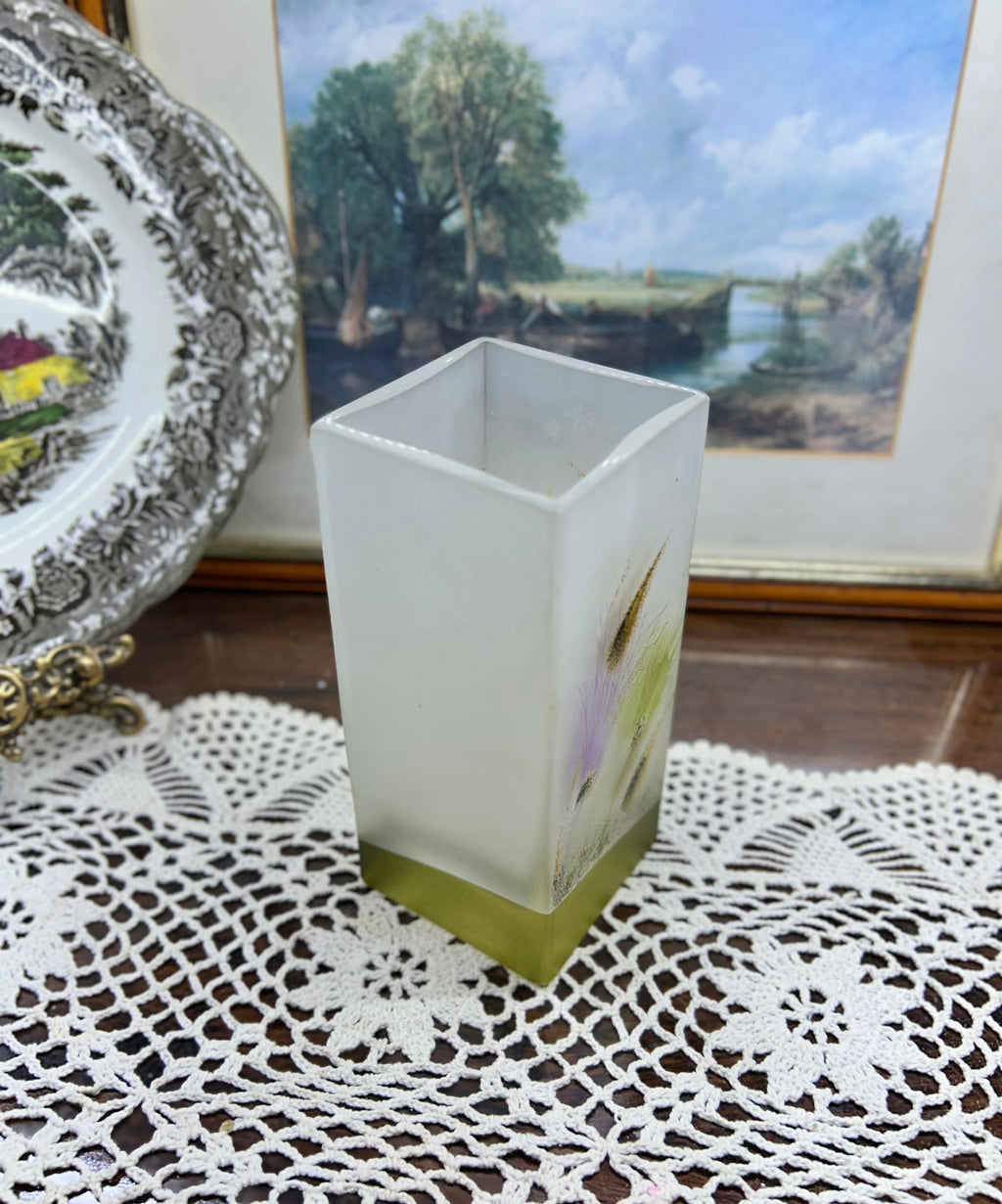 Hand-painted frosted glass decorative vase