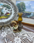 Vintage kerosene oil lamp with little girl with book in ceramic 
Height