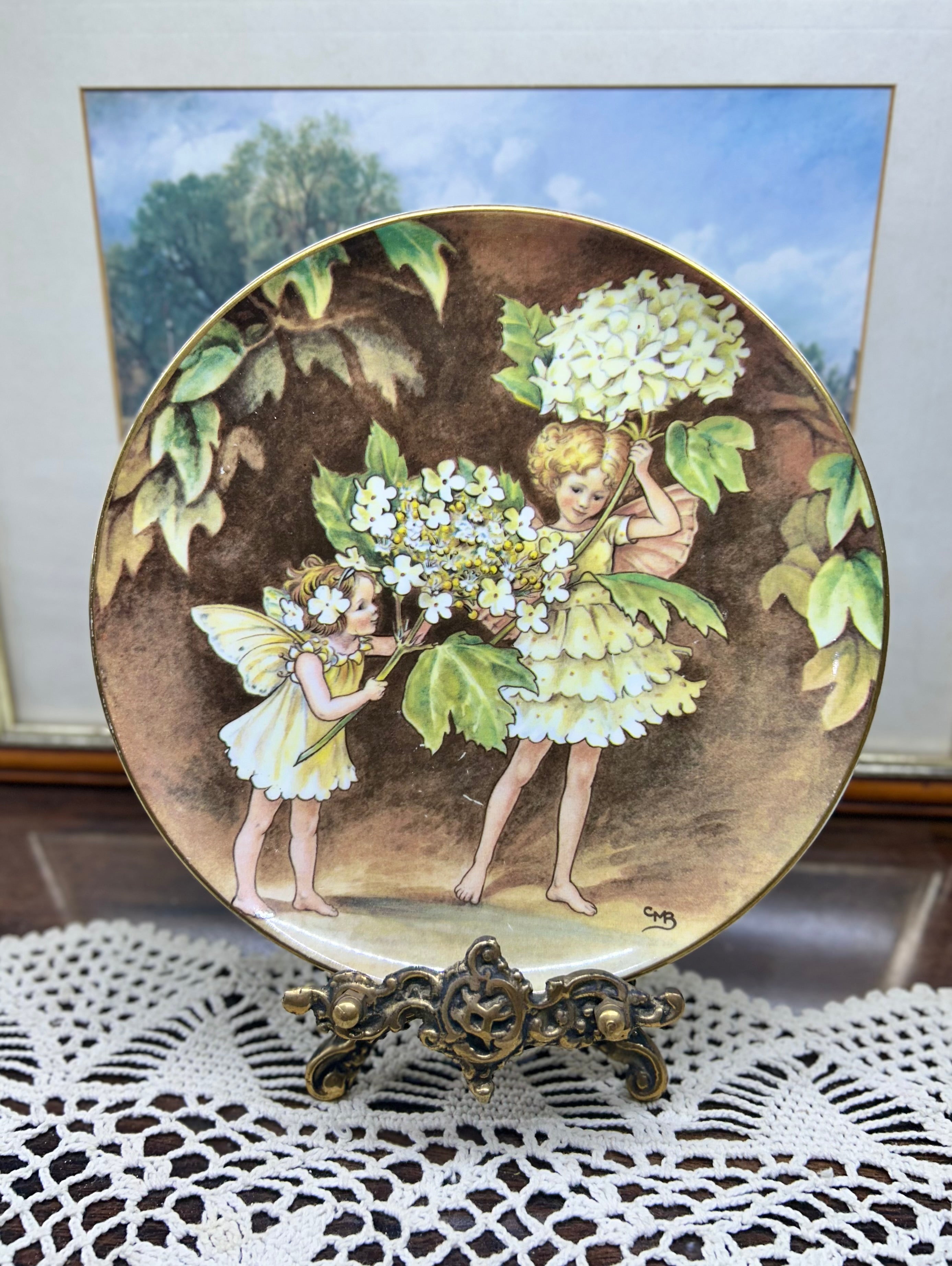 Vintage collectible porcelain plate from the "Festival of Flower Fairies" series