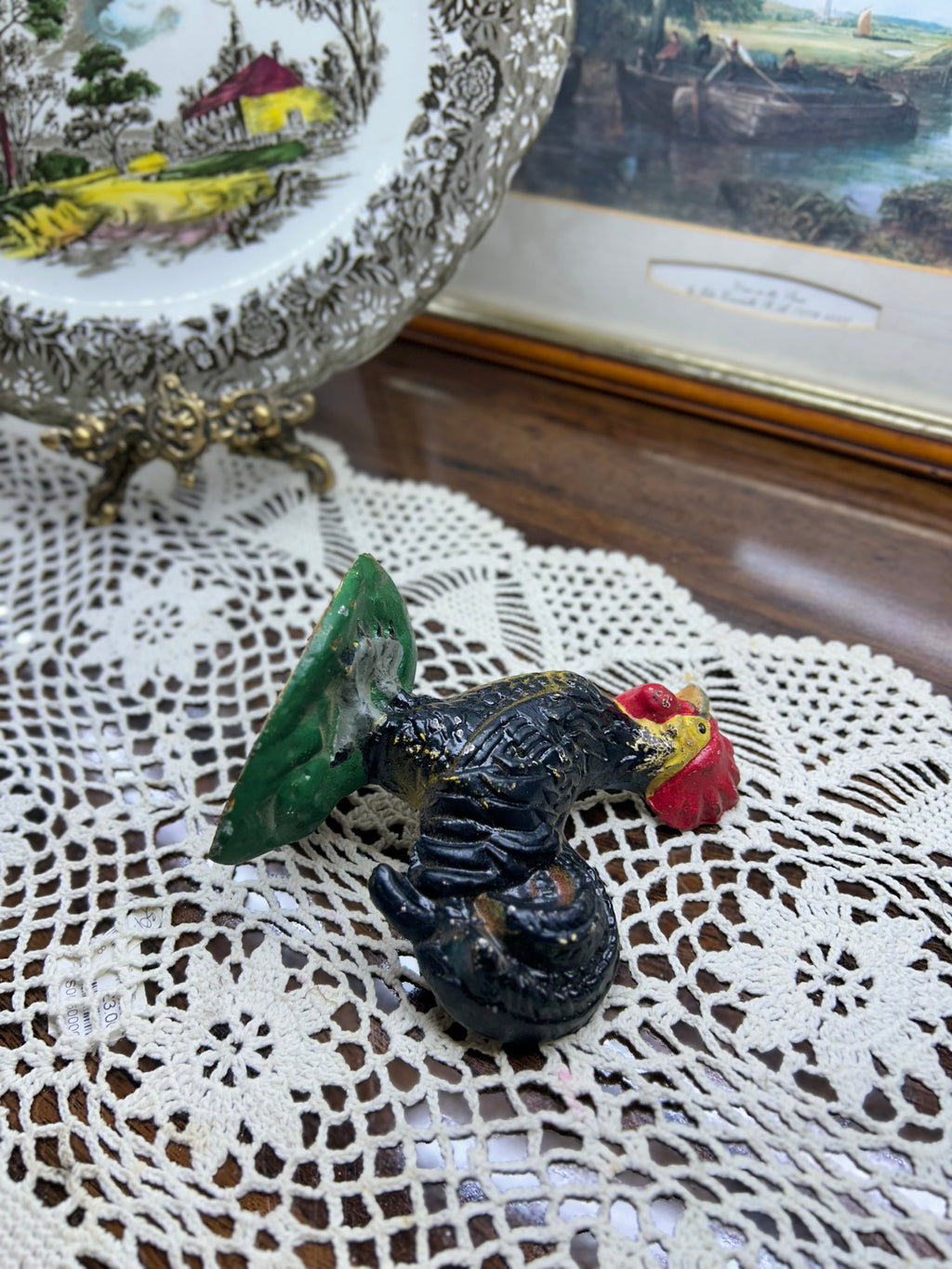 vintage-style cast iron rooster figurine