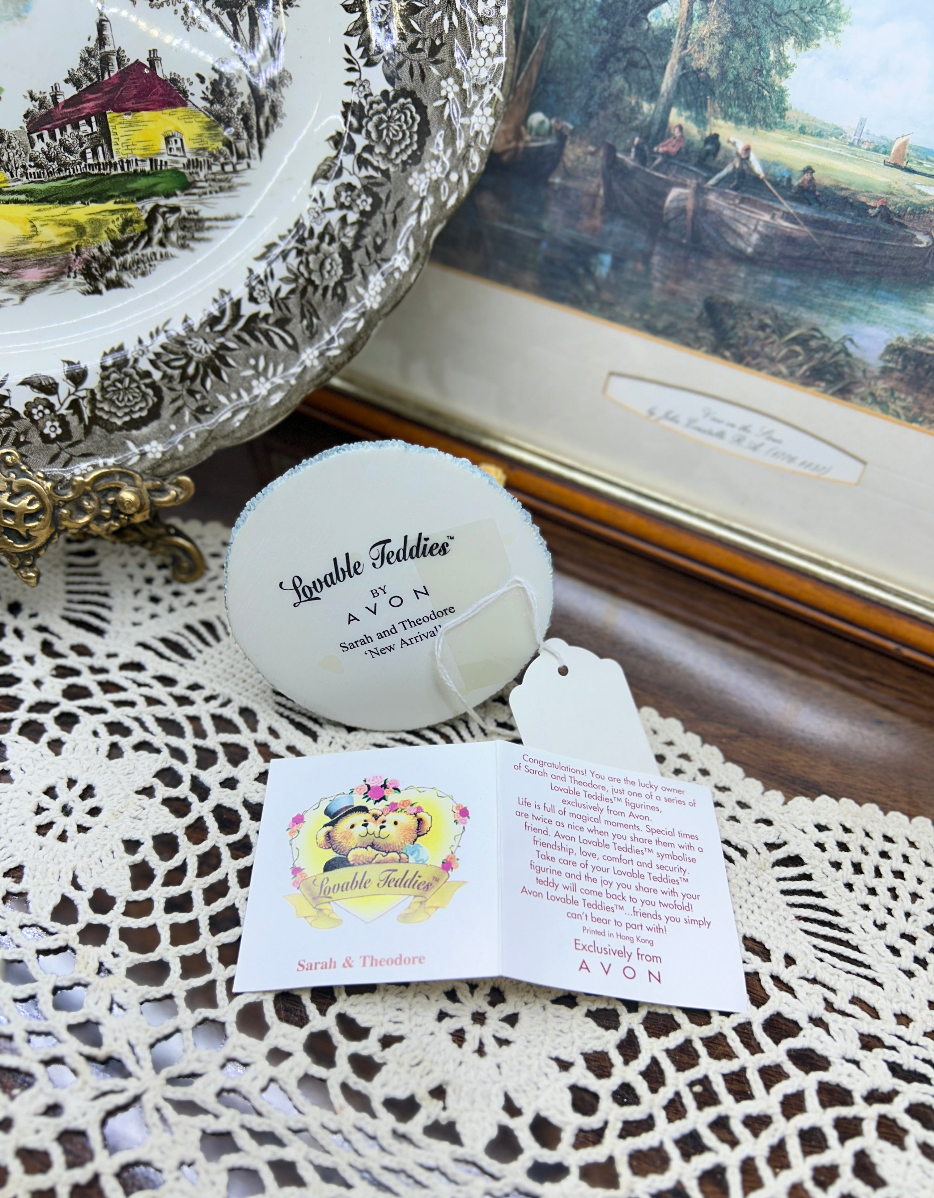Avon Lovable Teddies "NEW ARRIVAL" figurine set — collectible