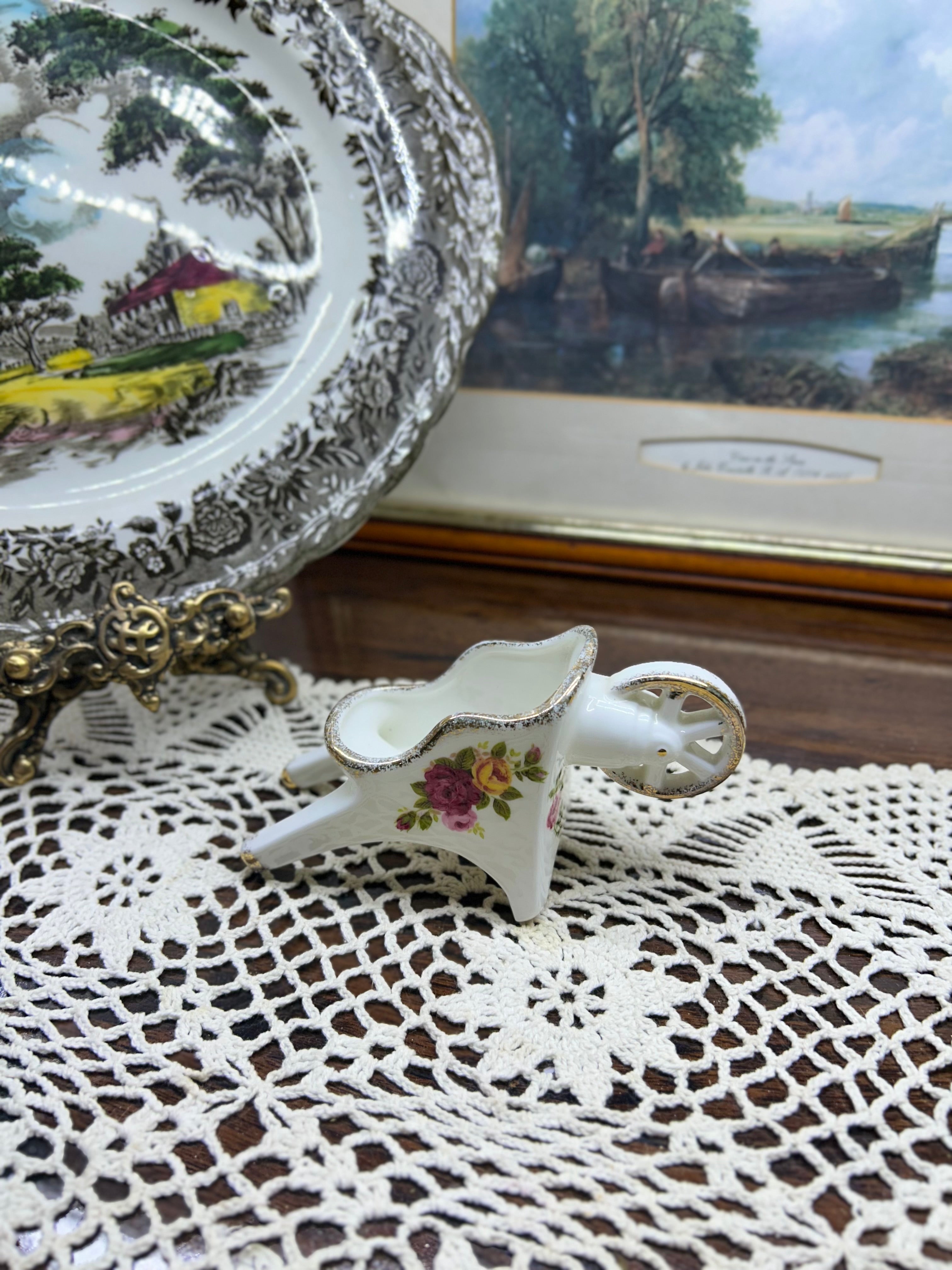 Vintage floral decoration cart