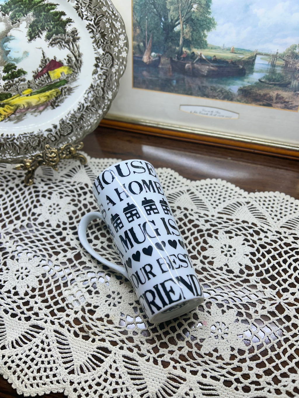 Tall ceramic handled mug