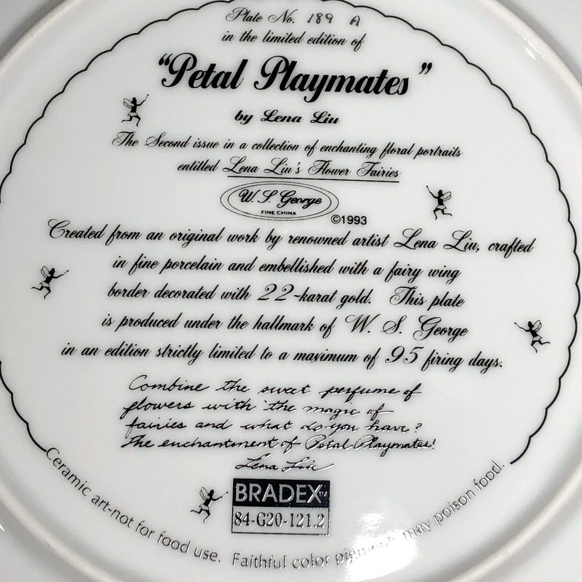 Lena Liu's Basket Bouquets "Petal Playmates" Collectors Plate by WS George, 1992 LIMITED EDITION