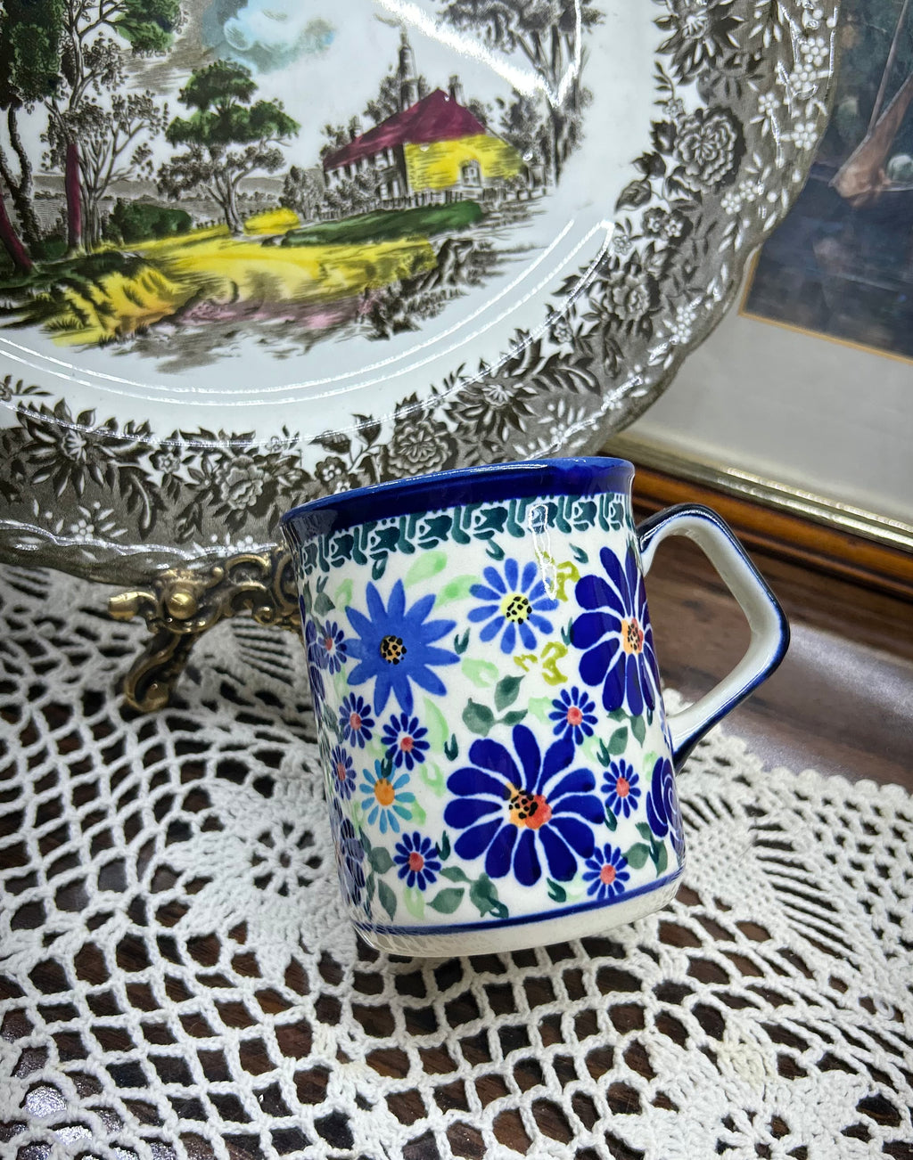 Vintage handpainted cermaic mug — England