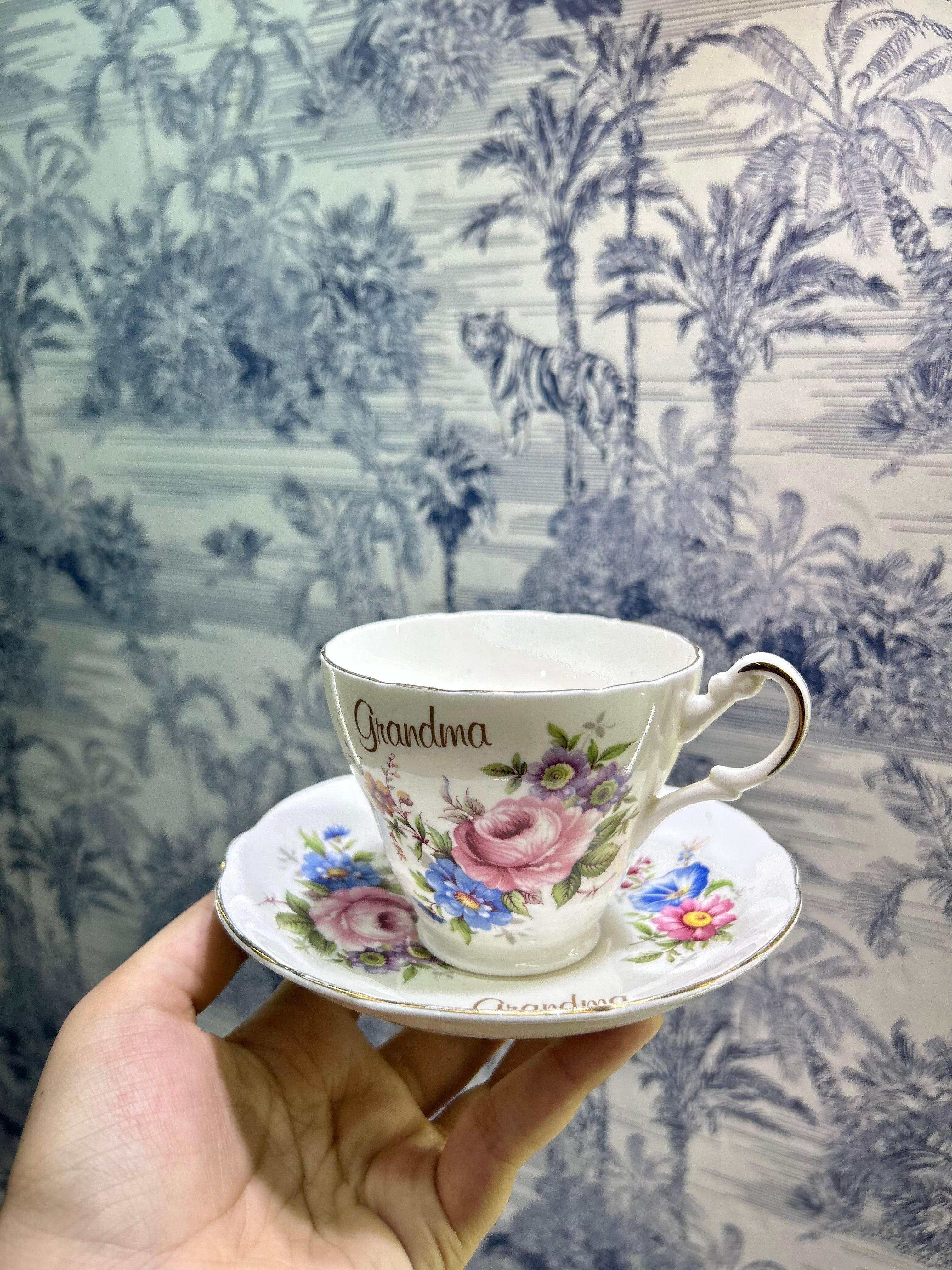 Vintage Argyle “Grandma” Teacup and Saucer Bone China — England