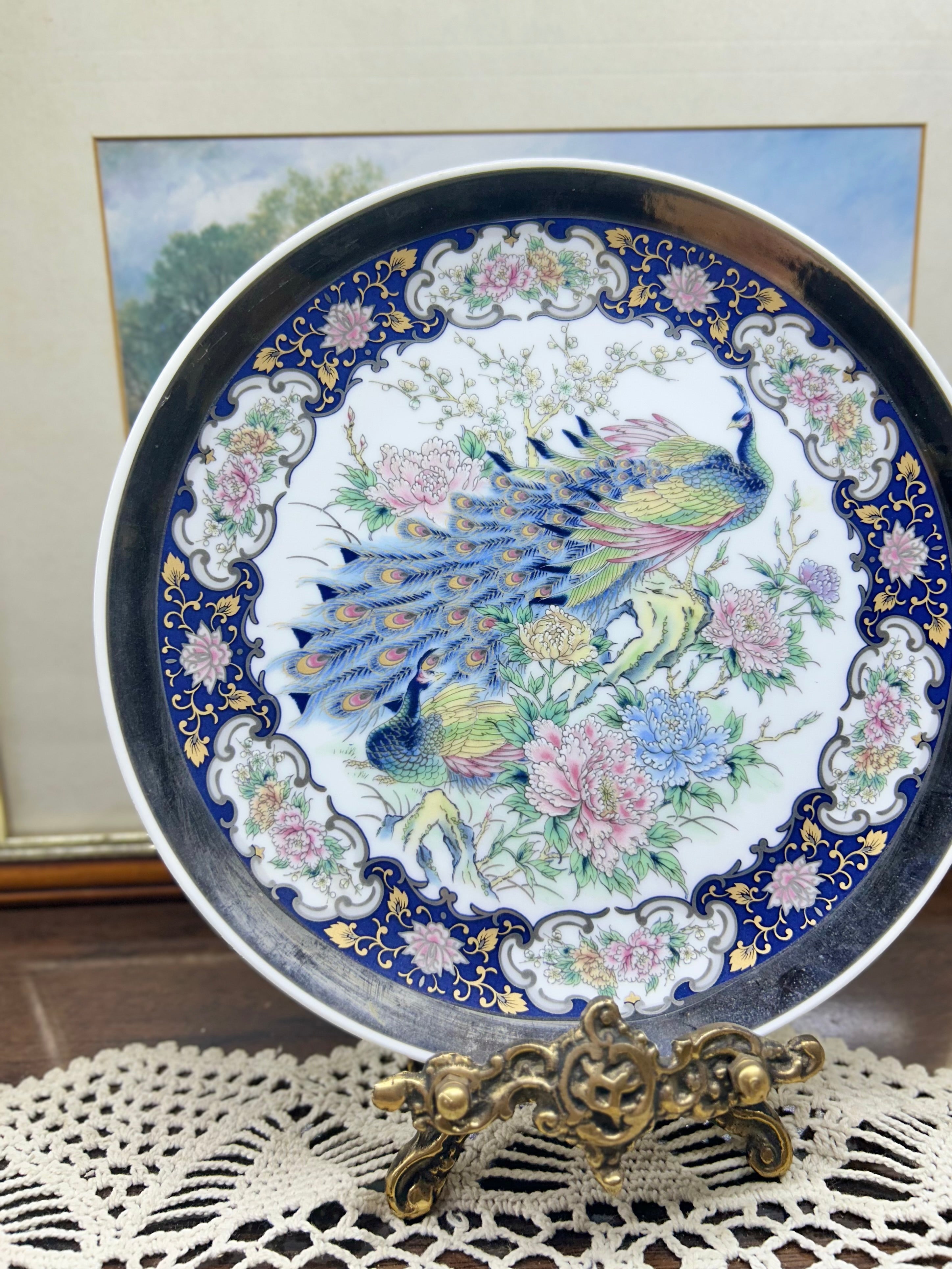 Vintage IMPERIAL peacock plate Porcelain arnart — Japan