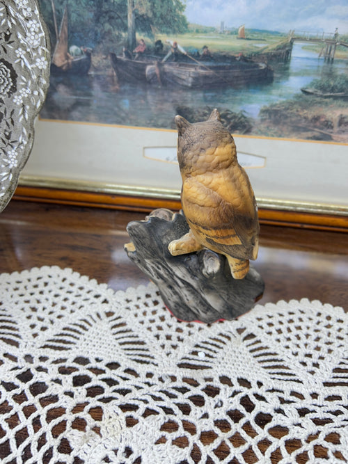 Ceramic hand-painted owl figurine 5”