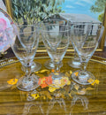 Vintage Fostoria stemware glasses with a distant teardrop bubble in the stem — Set of 6