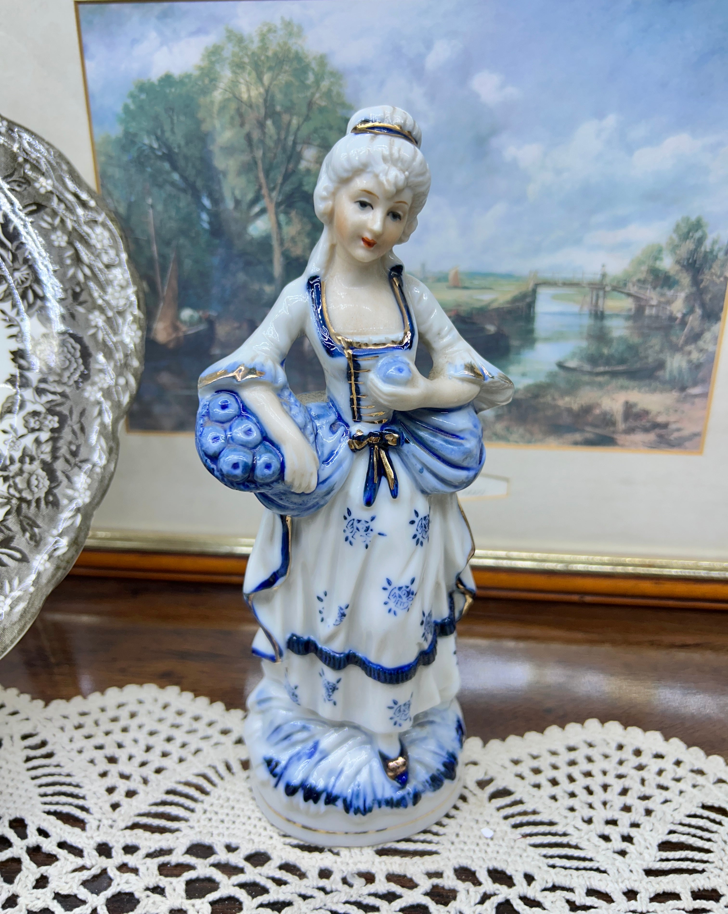 Vintage porcelain Bisque Edwardian decorative figurine — JAPAN