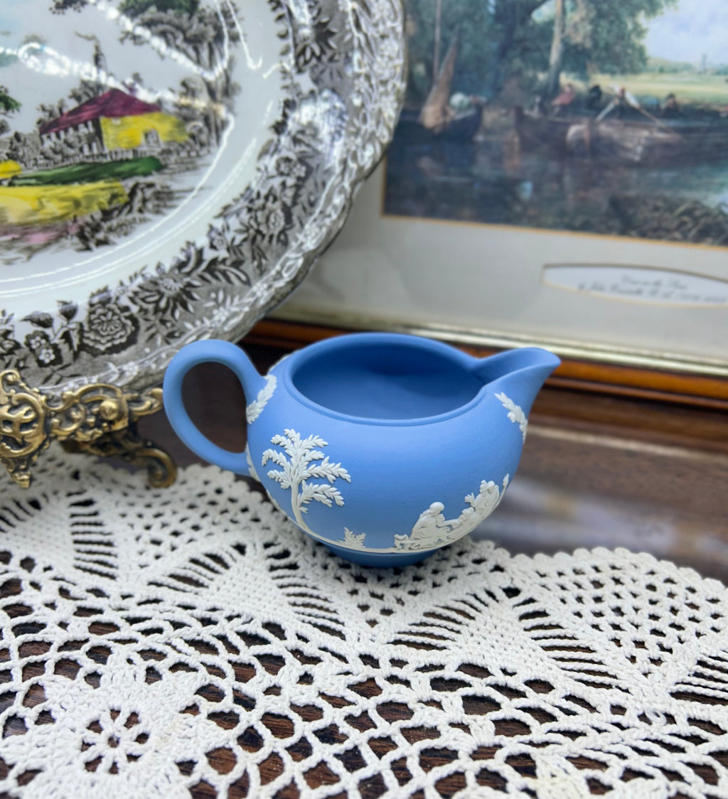 vintage Wedgwood Blue Jasperware Creamer — Rare find