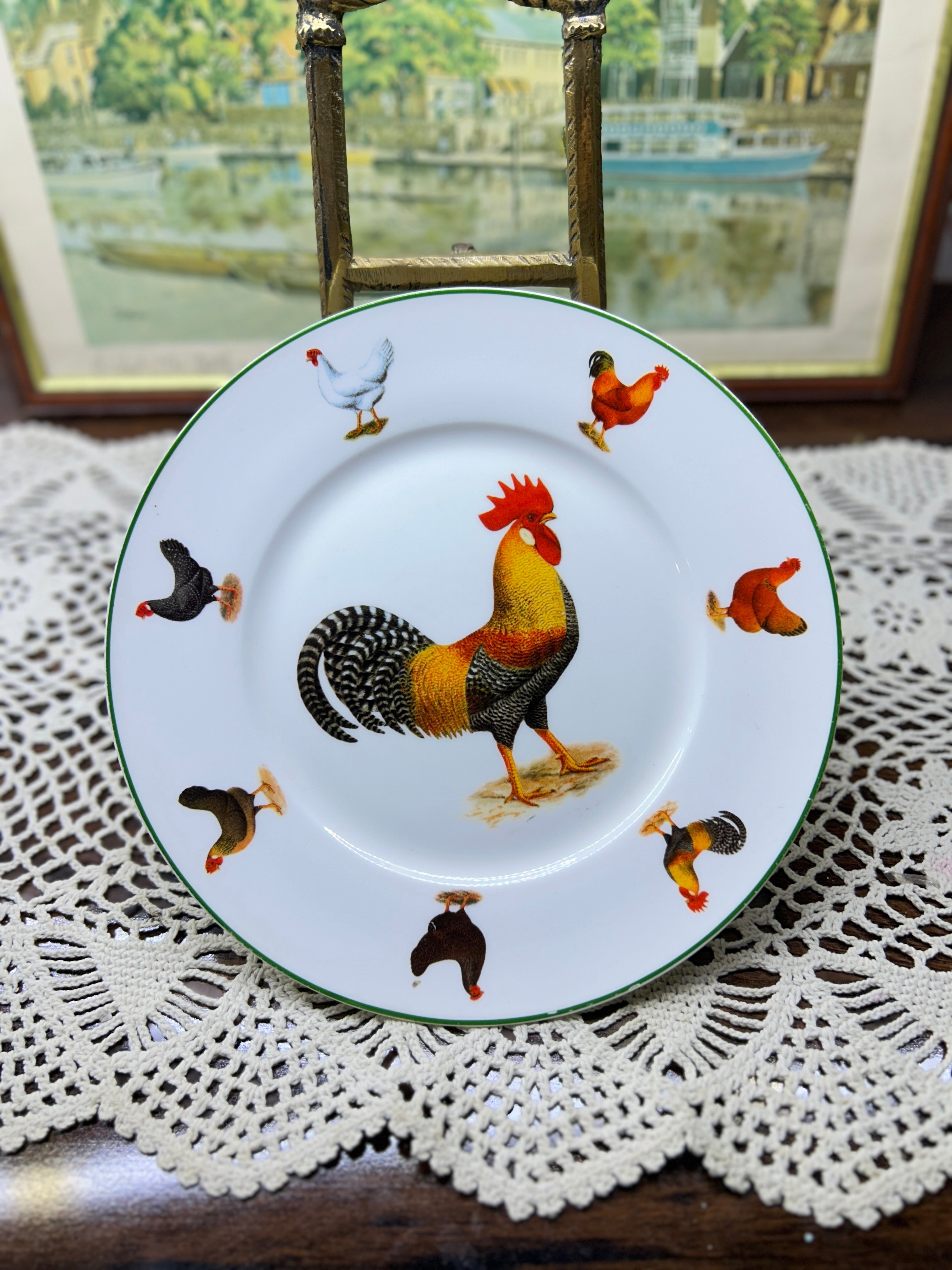 Royale Garden Staffordshire featuring a central rooster — England 7”