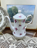 Vintage Hammersley Pink Roses Tea/Coffee Pot| Fine Bone China with Gold Trim