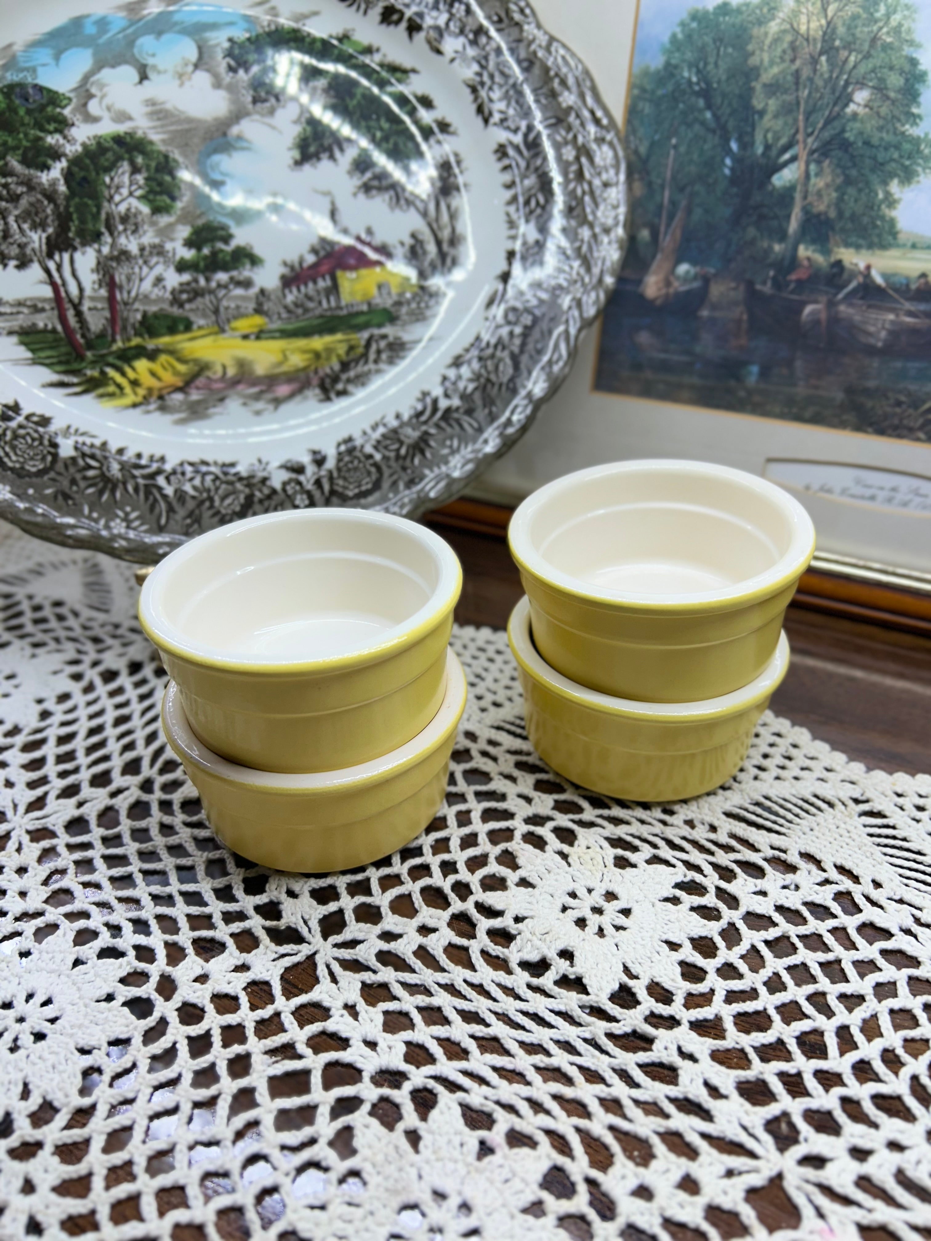 Vintage Cermer stoneware ramekins French baking dishes — SET OF 4