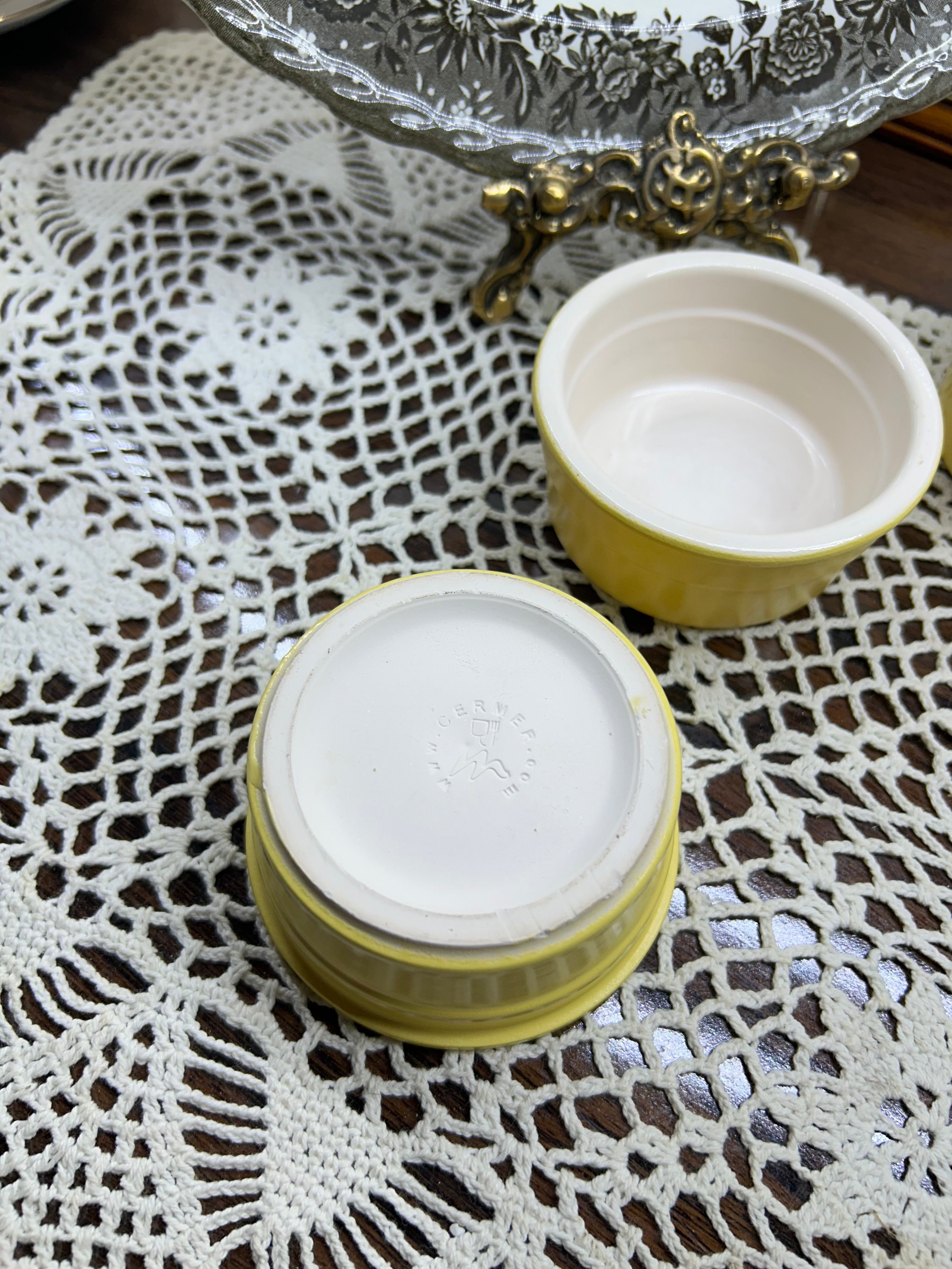 Vintage Cermer stoneware ramekins French baking dishes — SET OF 4