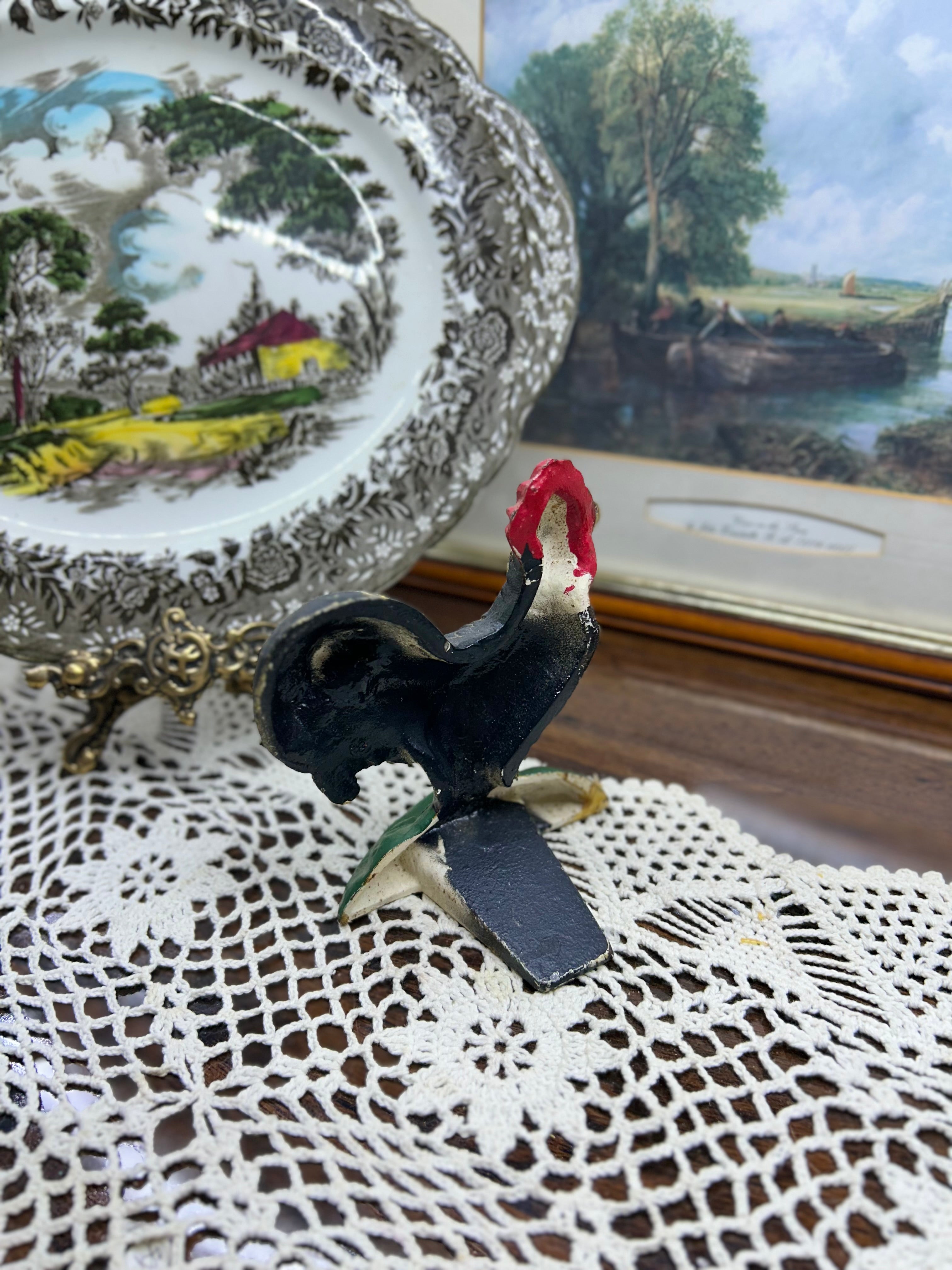 vintage-style cast iron rooster figurine