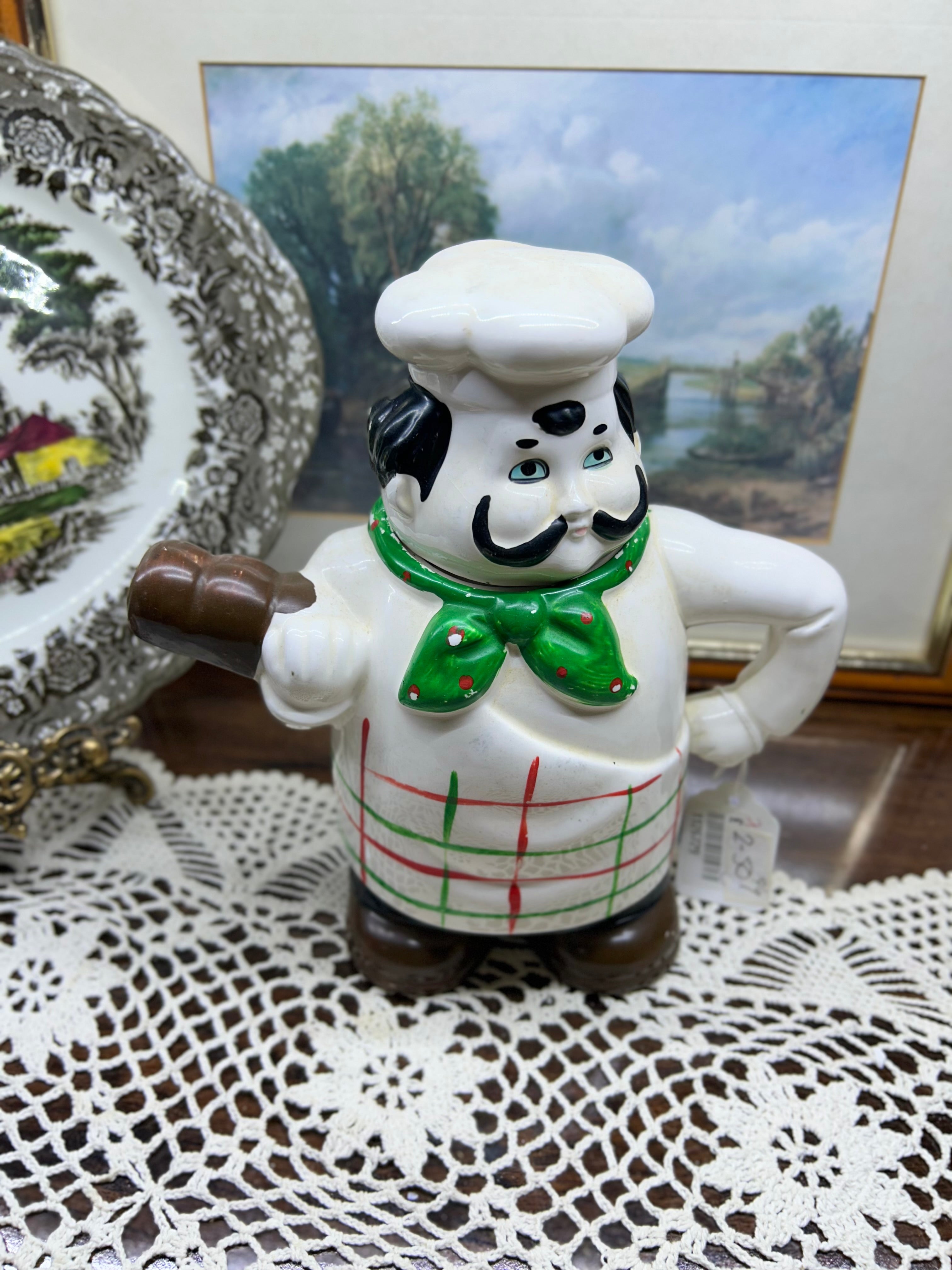 vintage ceramic chef figural teapot